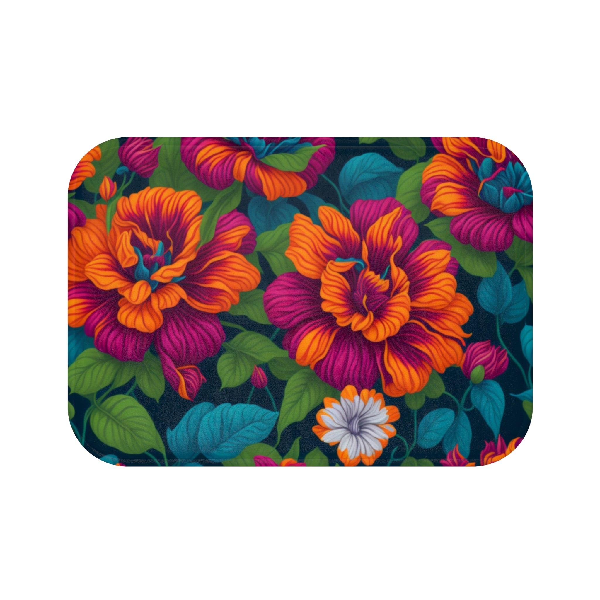 Dramatic Tropical Vesalea Flowers Designed Bath Mat