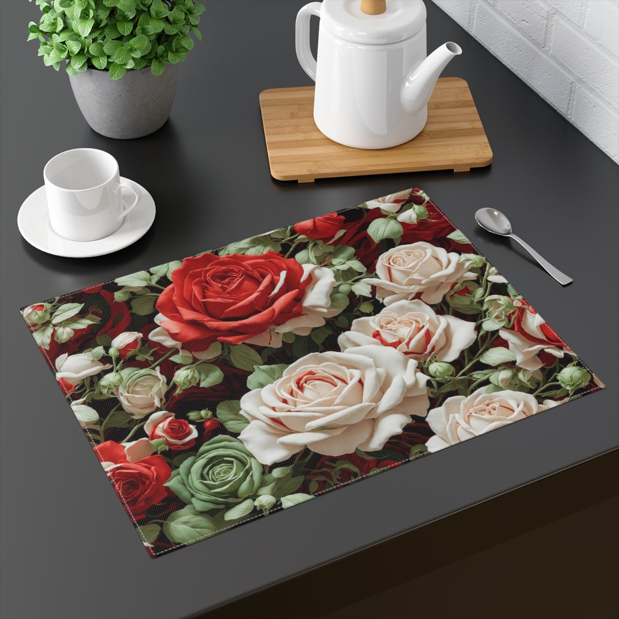 Cold Bunches of Roses Designed Placemat 1-Pc