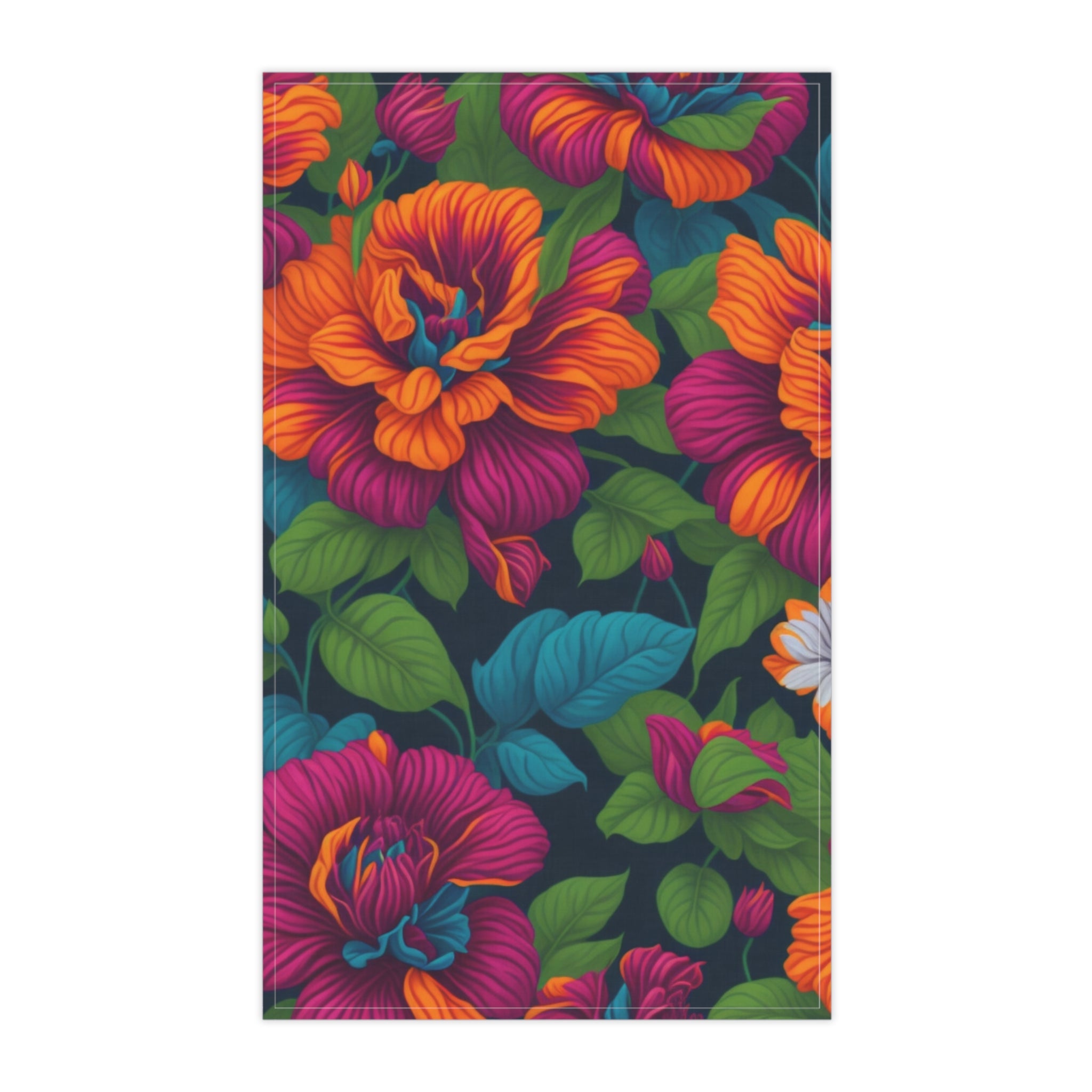 Dramatic Tropical Vesalea Flowers Designed Tea Towels (cotton, poly)