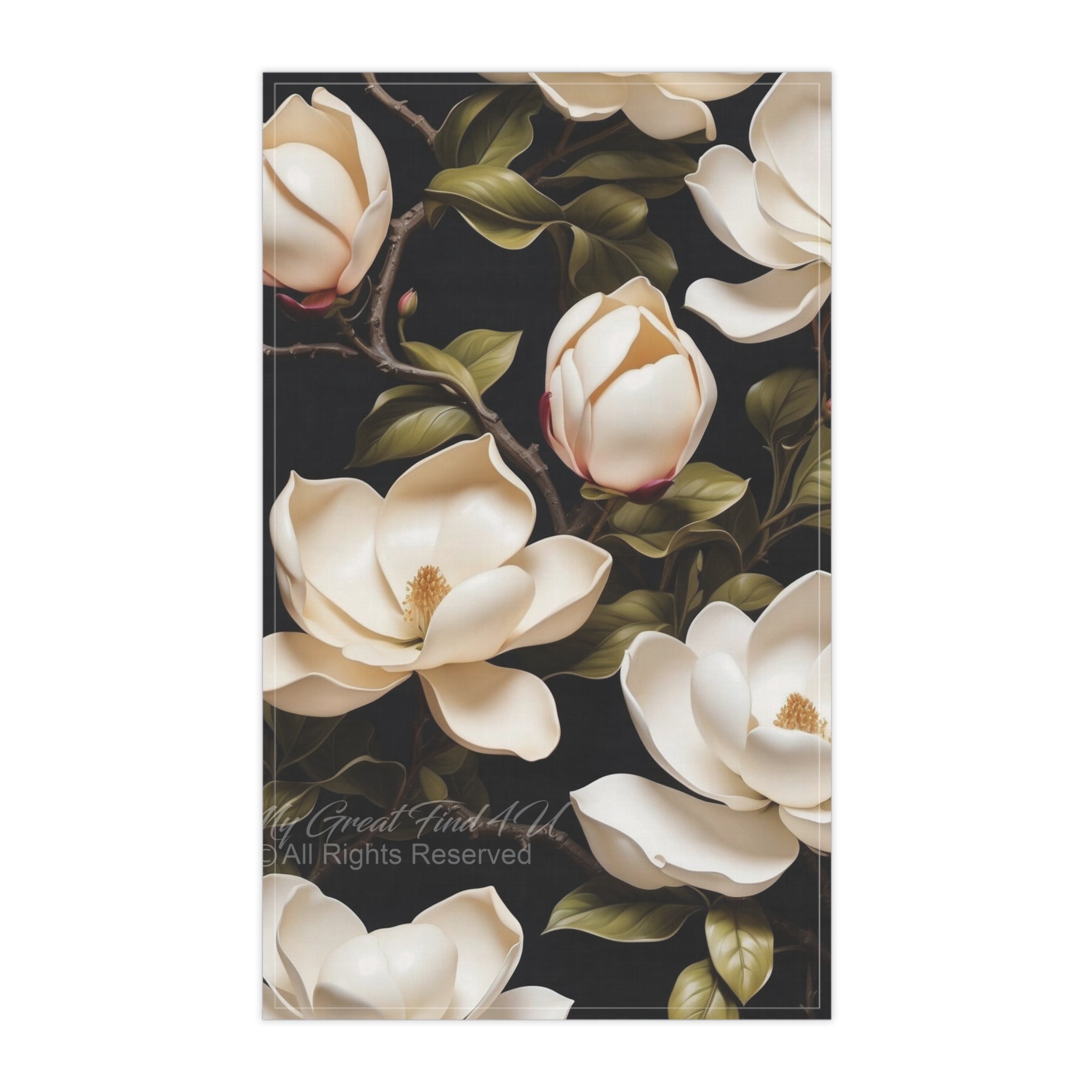 Wild White Magnolia Designed Tea Towels (cotton, poly)