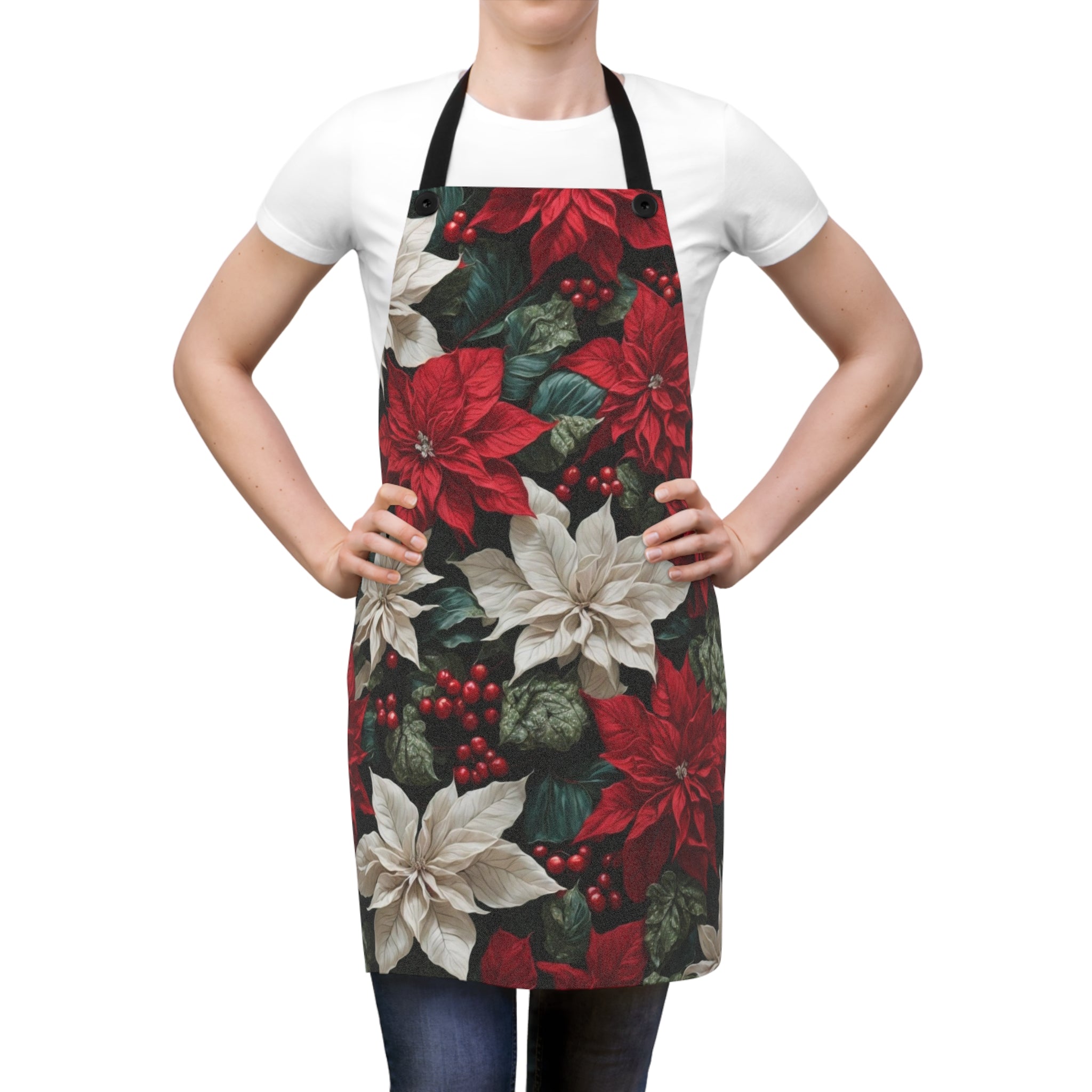 Mesmerizing Poinsettias Flowers Design  Apron