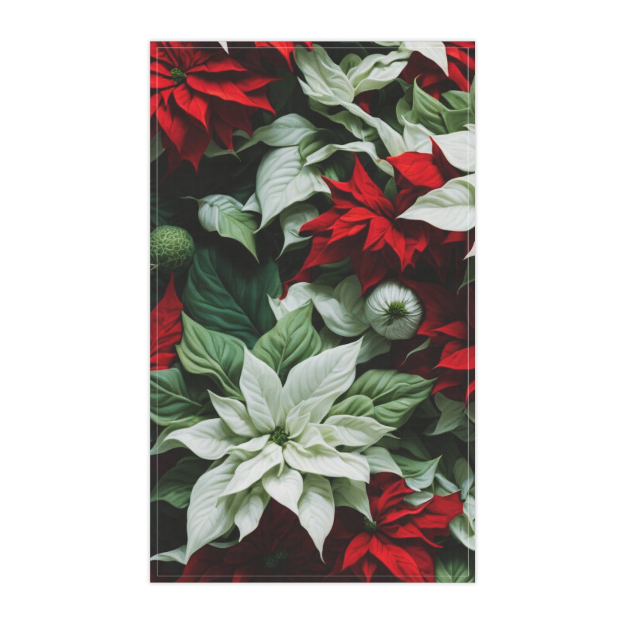 Blooming Bali Poinsettia Flower Designed Tea Towel (cotton, poly)