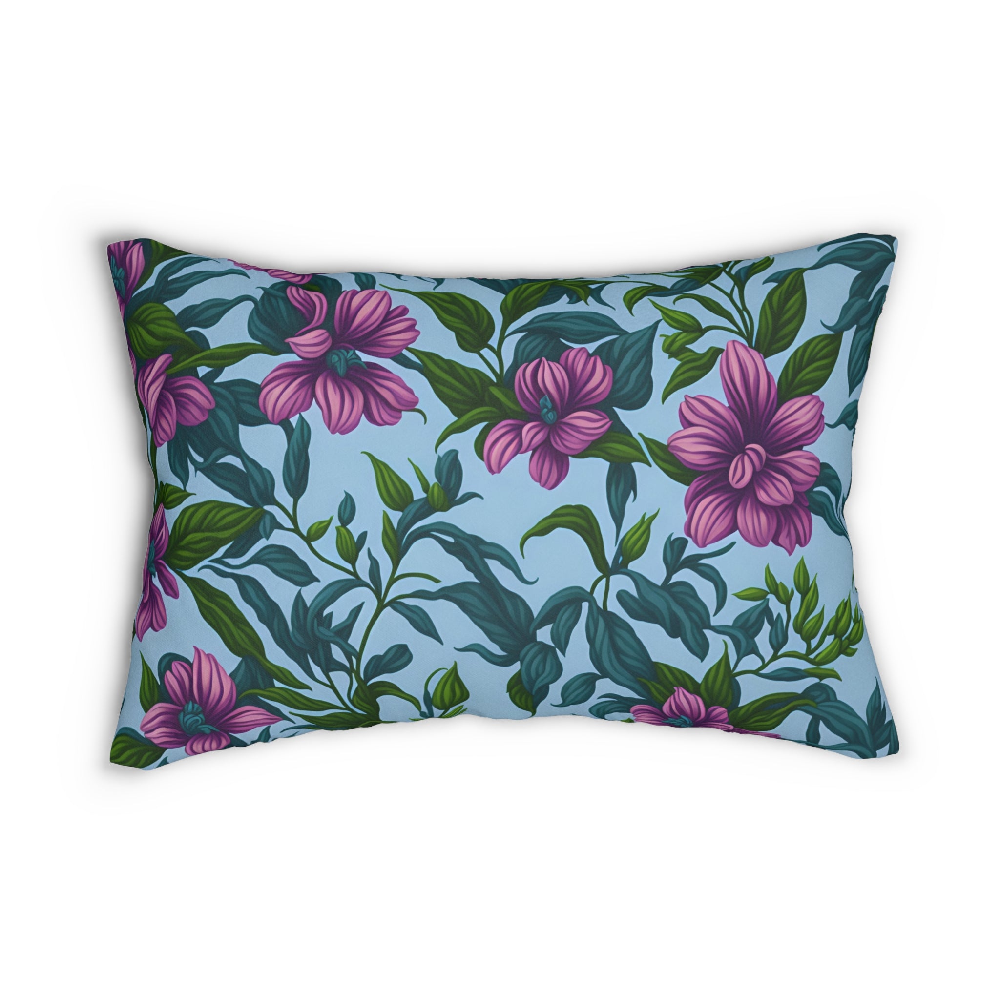 Charming Summer Stevia Flowers Designed Spun Polyester Lumbar Pillow with Insert