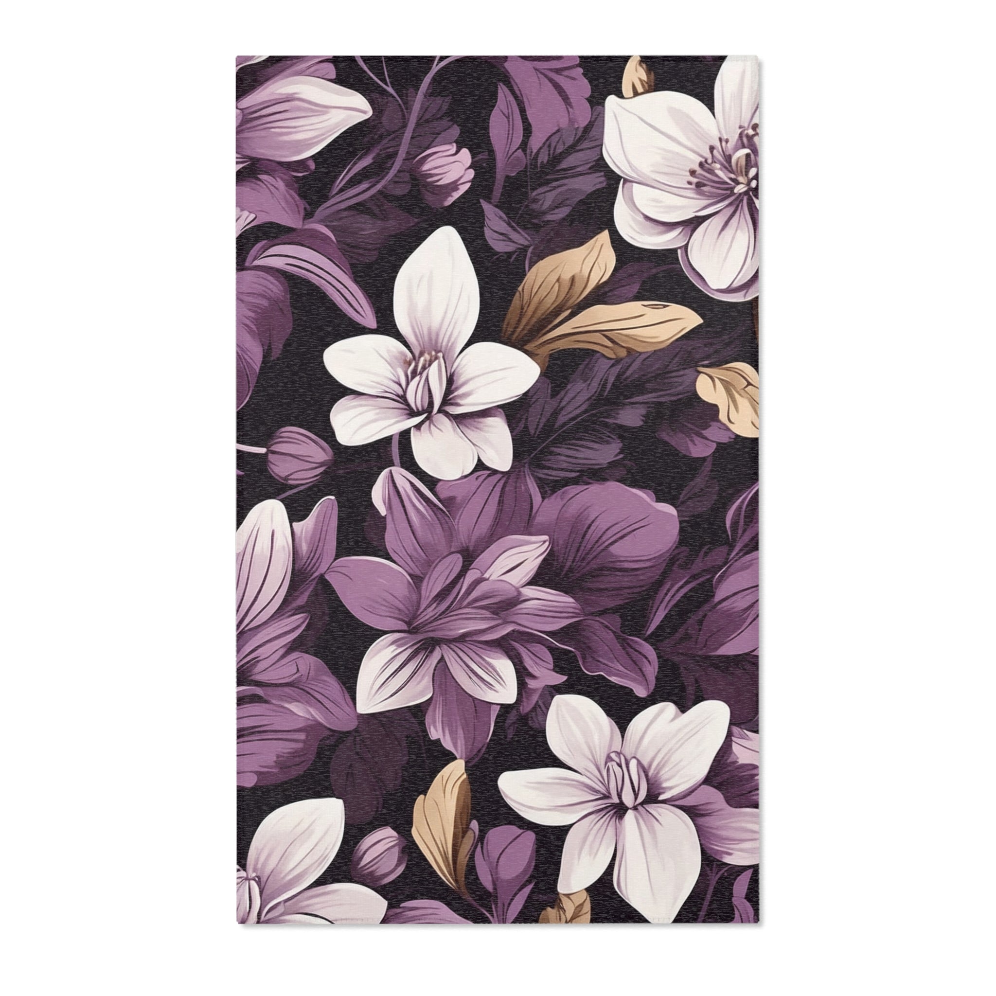 Brilliant Spring Floral in Purple Basil Designed Area Rugs Available in 3 Sizes