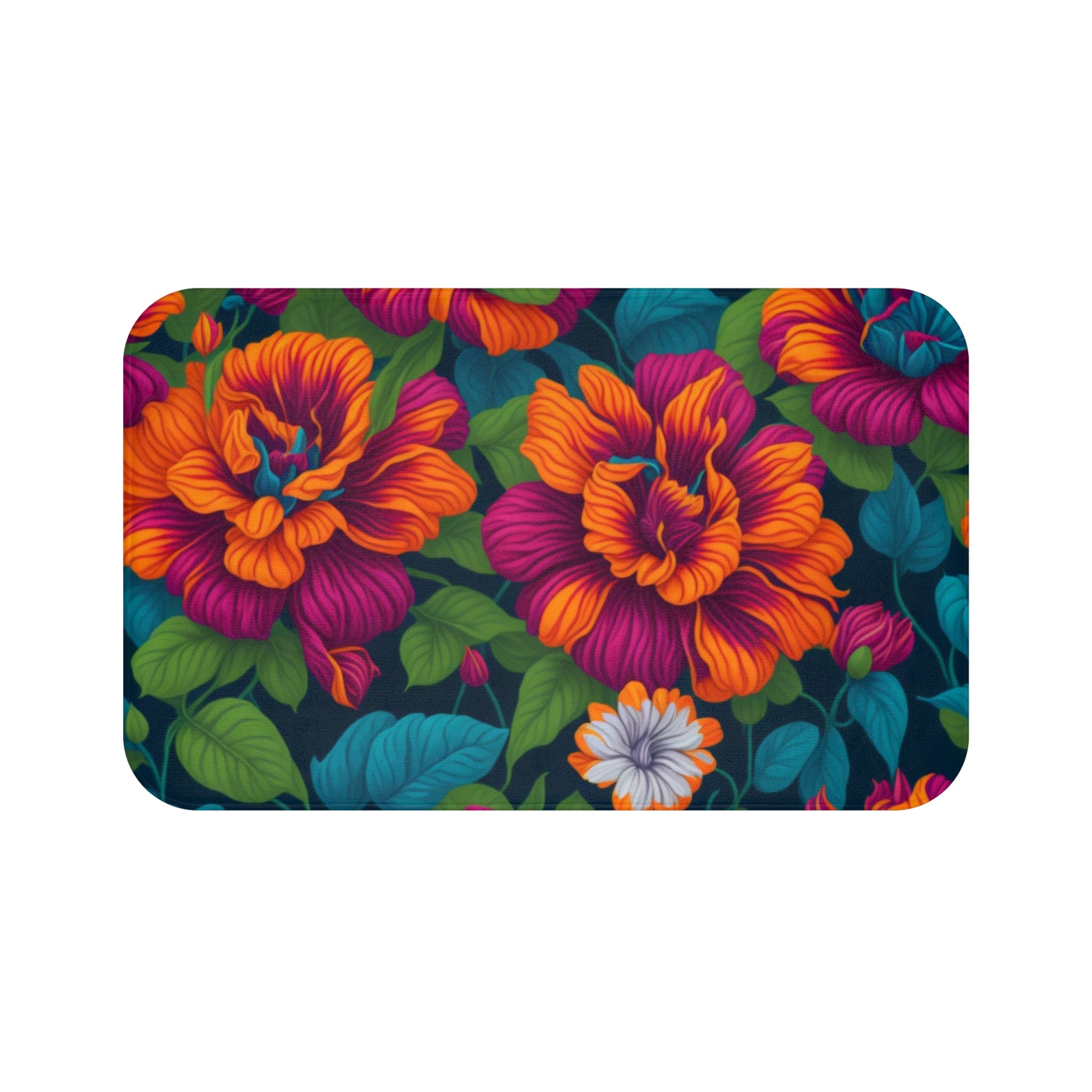 Dramatic Tropical Vesalea Flowers Designed Bath Mat