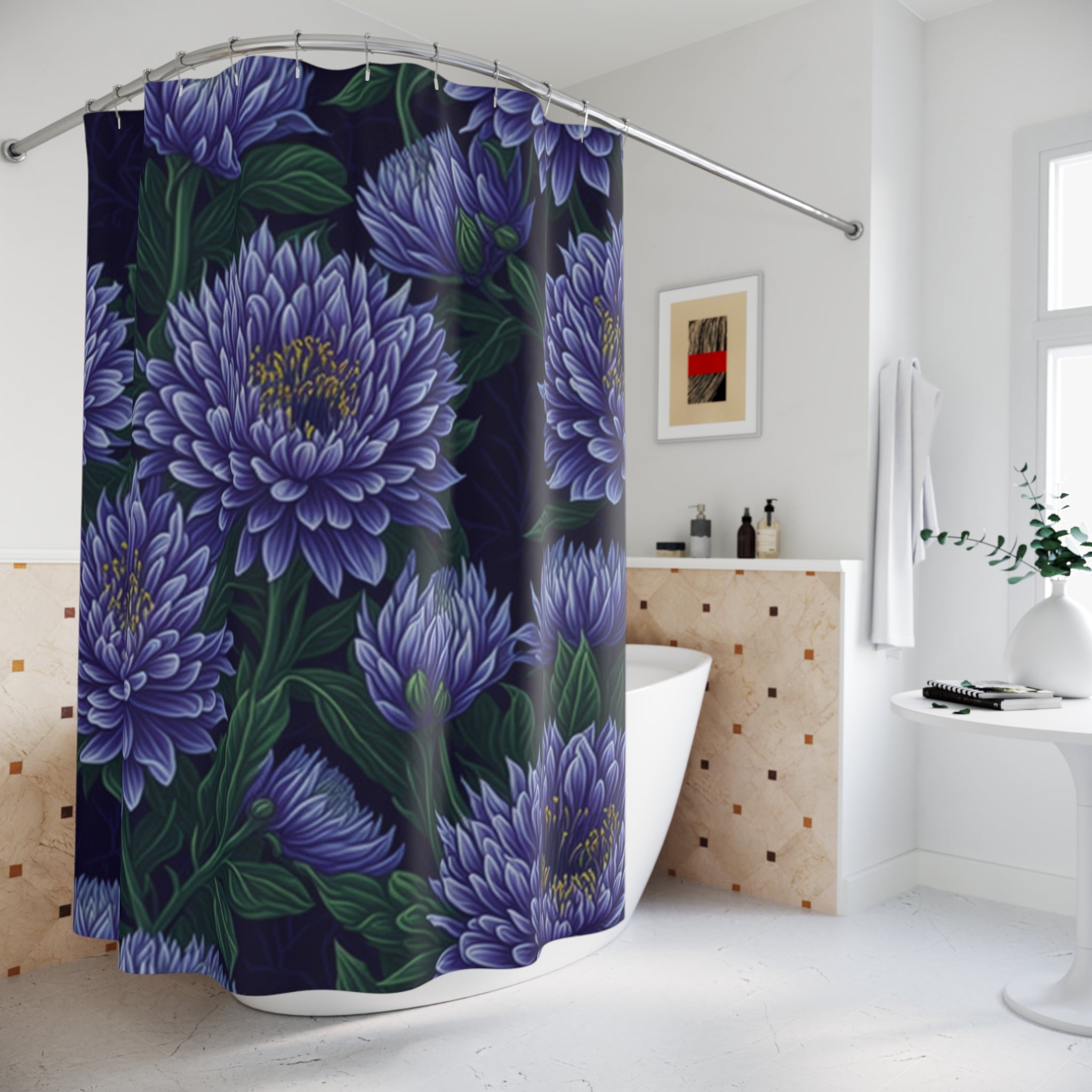 Brilliant Stokesia Floral Designed Shower Curtain