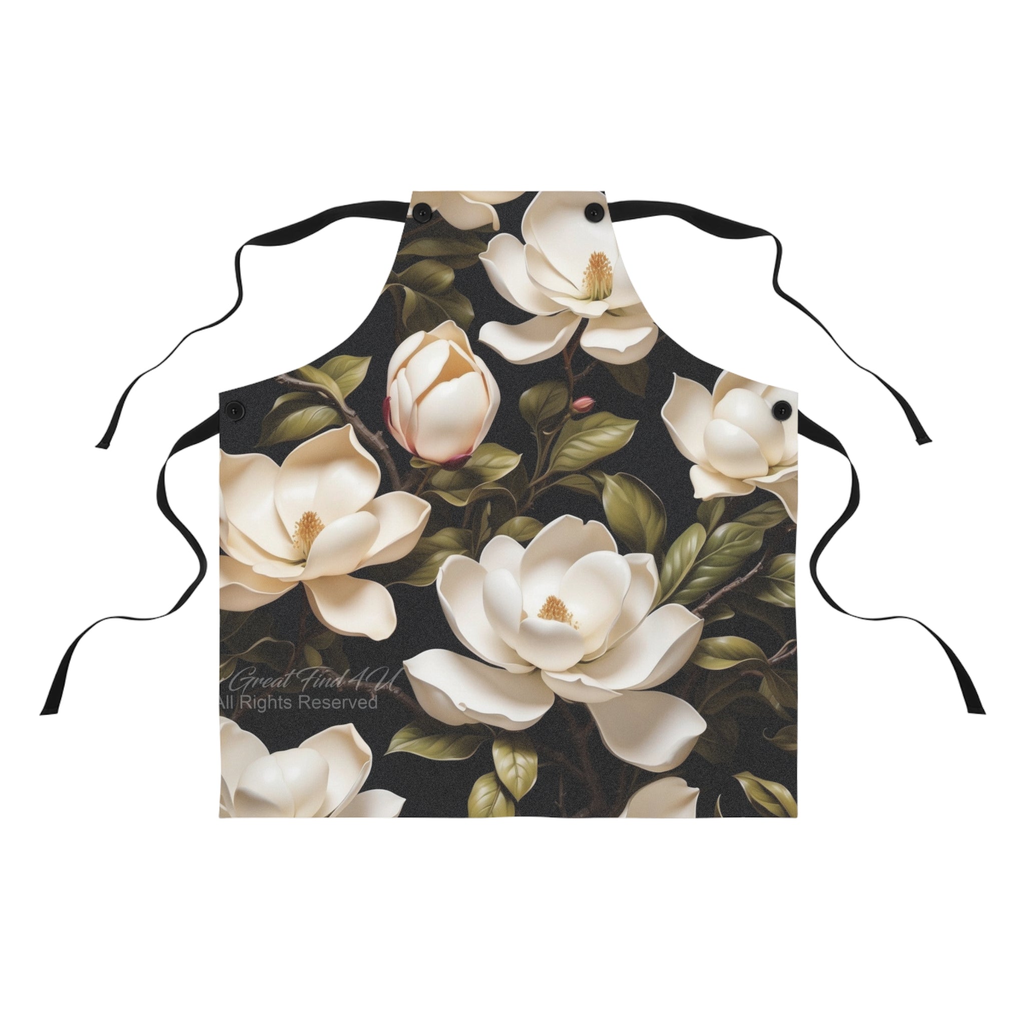 Wild White Magnolias Floral Apron