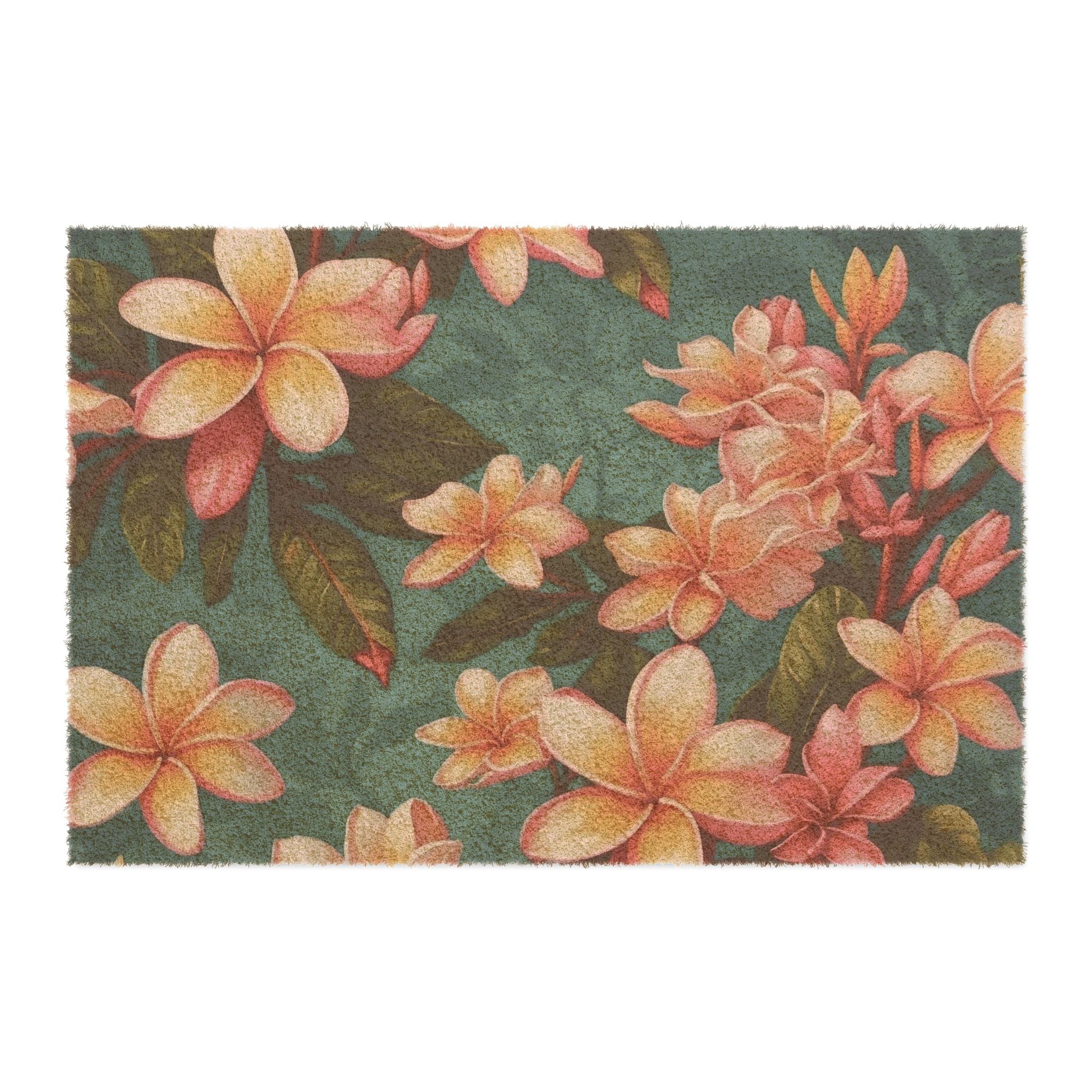 Bold Summer Plumeria Flower Designed Doormat