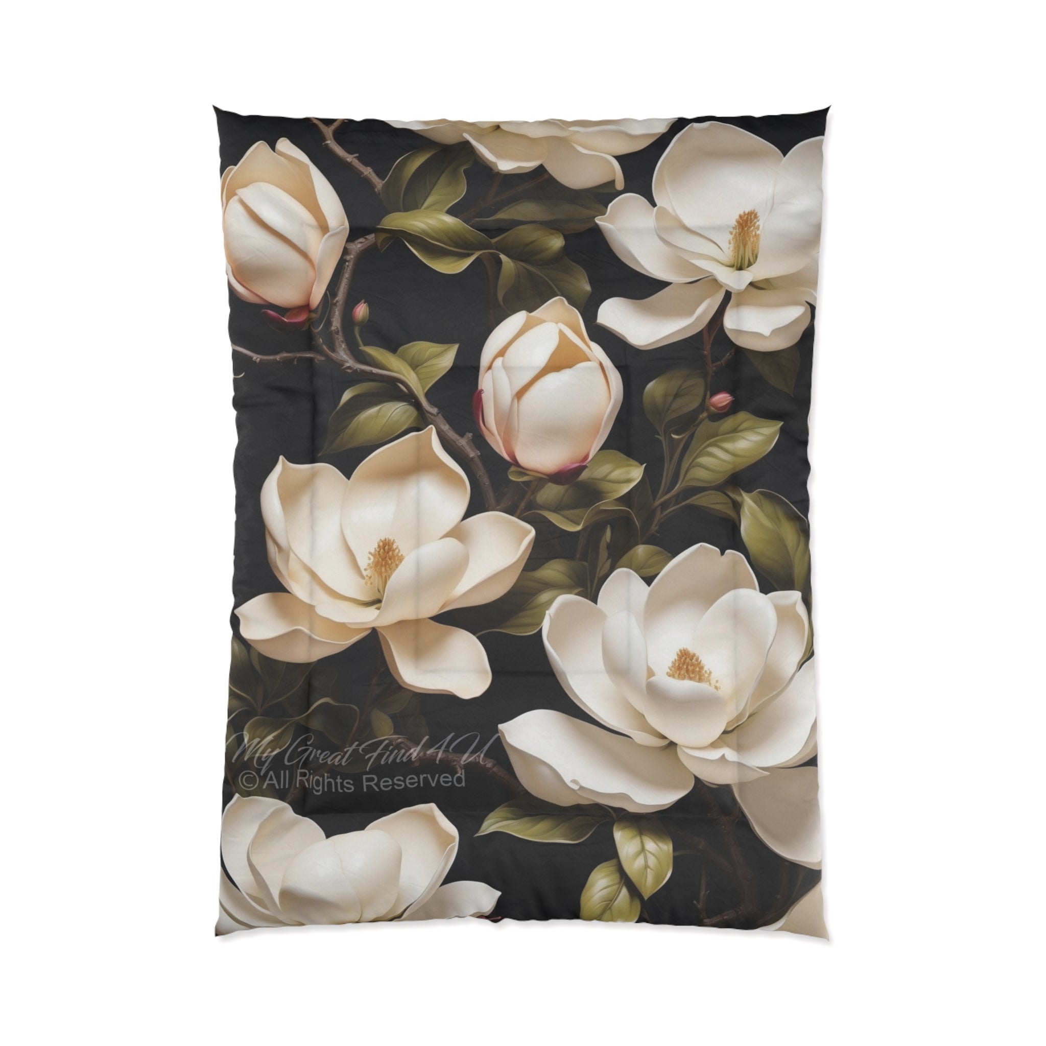 Wild White Magnolia Floral Designed Comforter