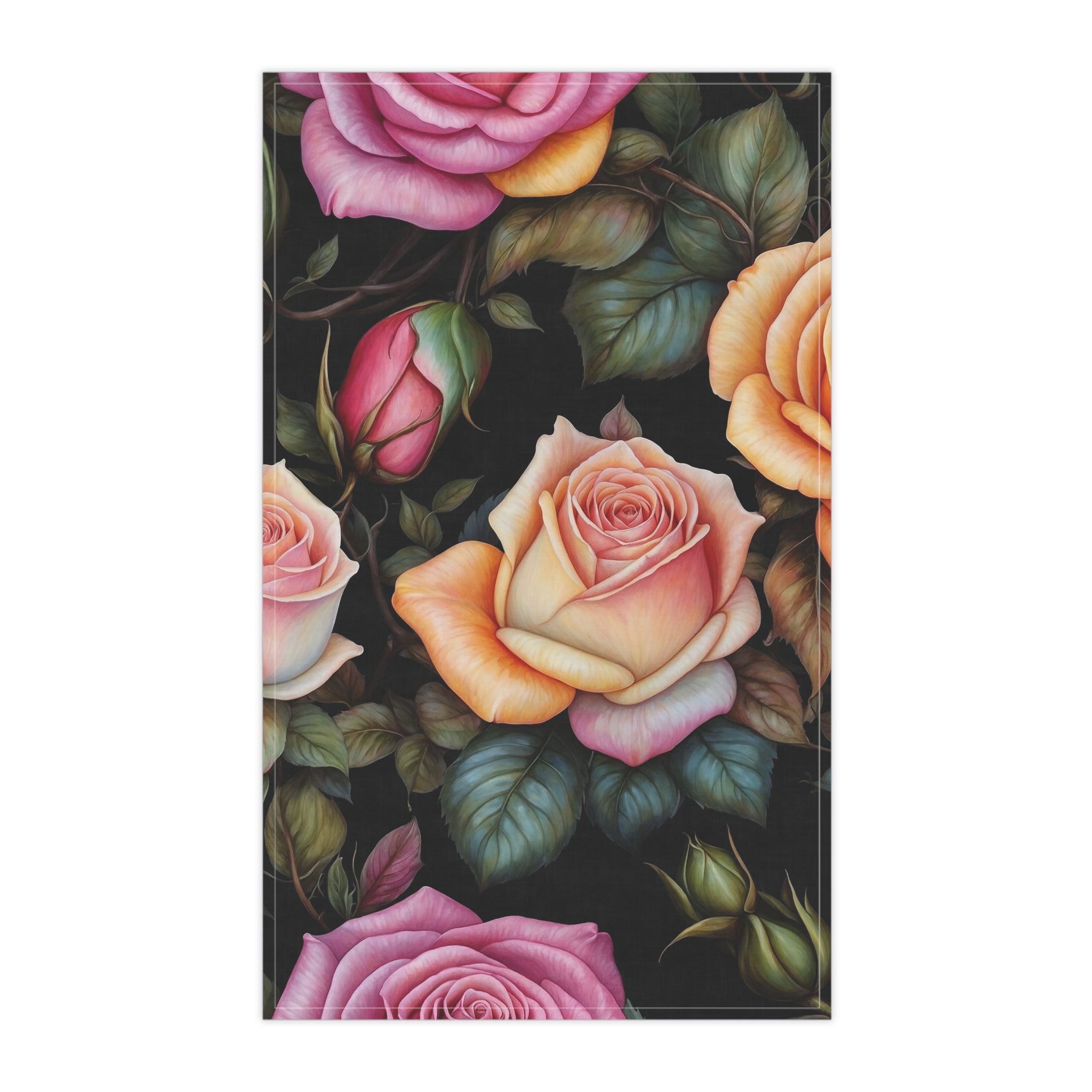 Captivating Pastel Floral Rose Designed Tea Towels (cotton, poly)