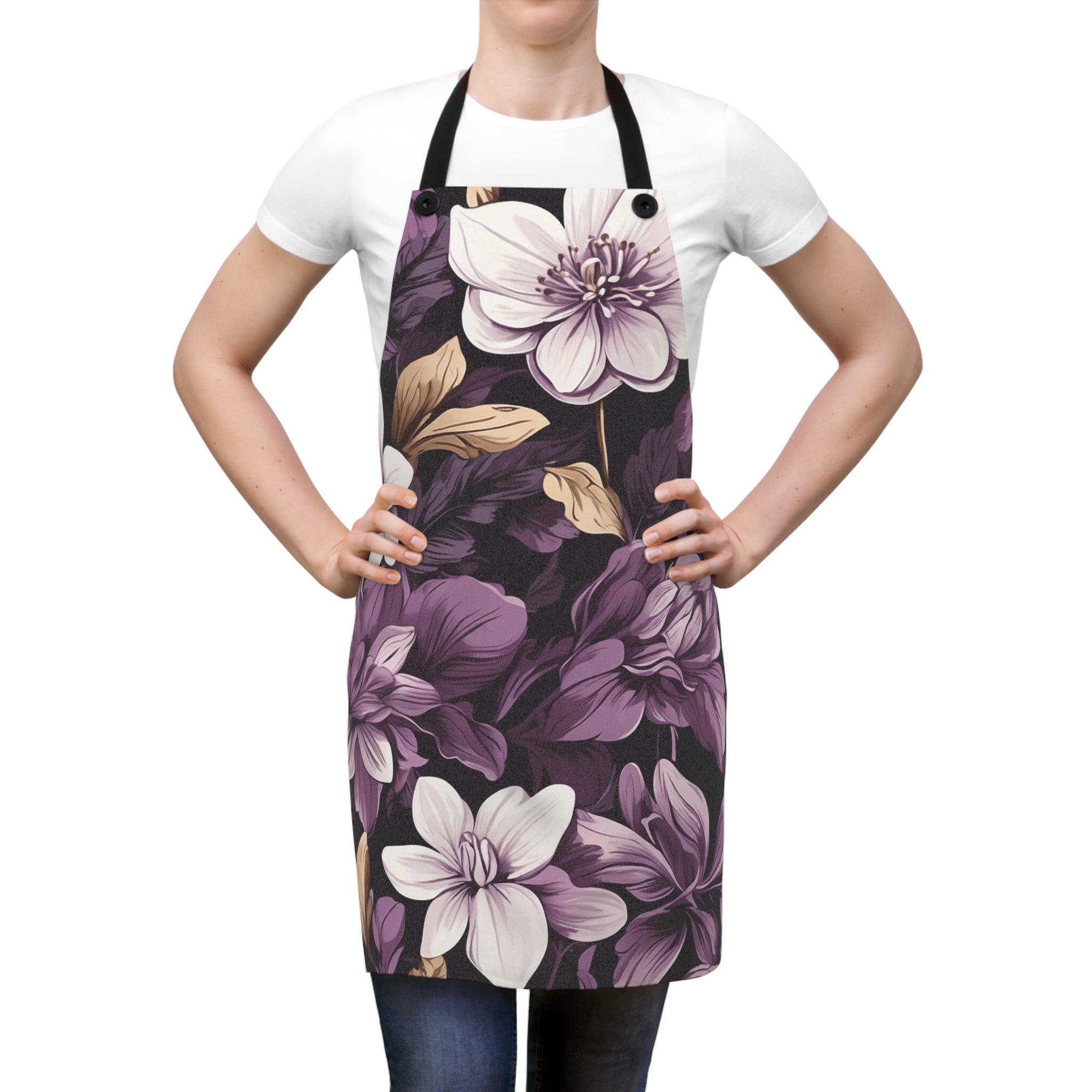 Brilliant Spring Floral in Purple Basil Apron