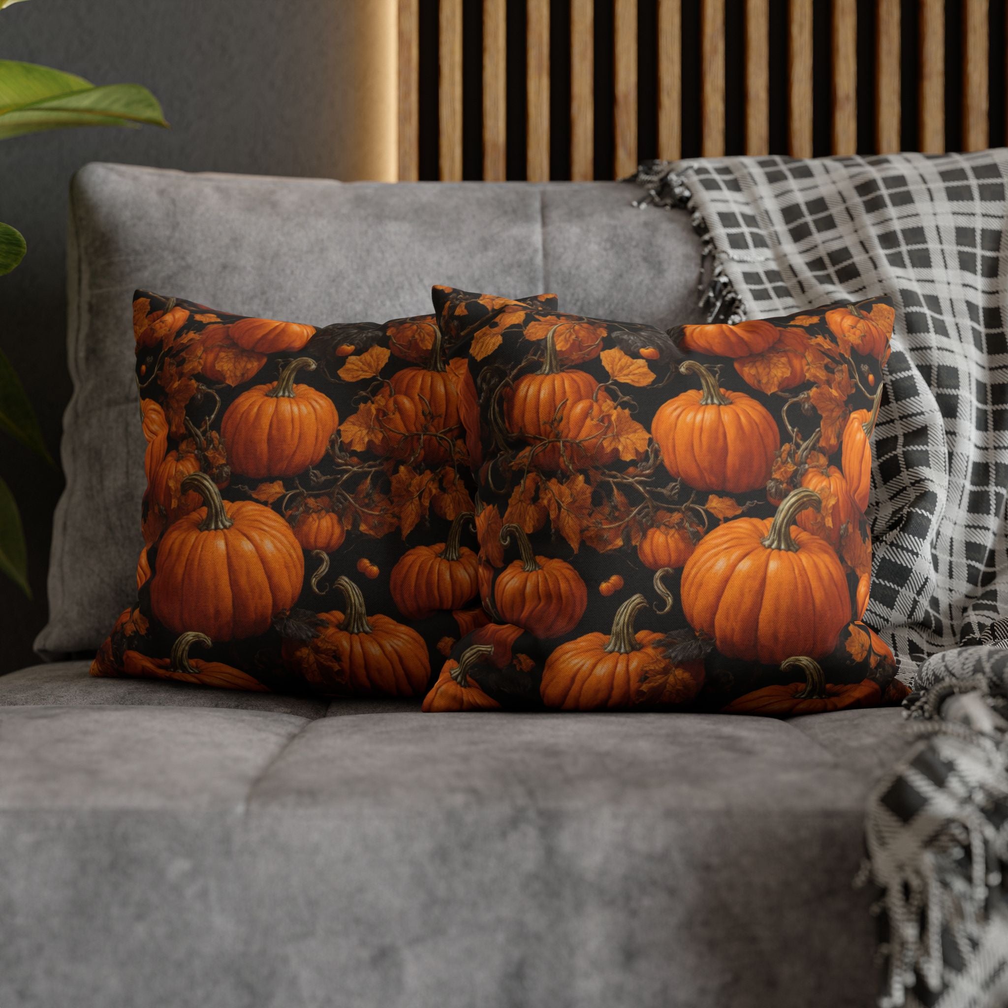 Plentiful Mature Pumpkin Patch Designed Square Pillow Case Cover