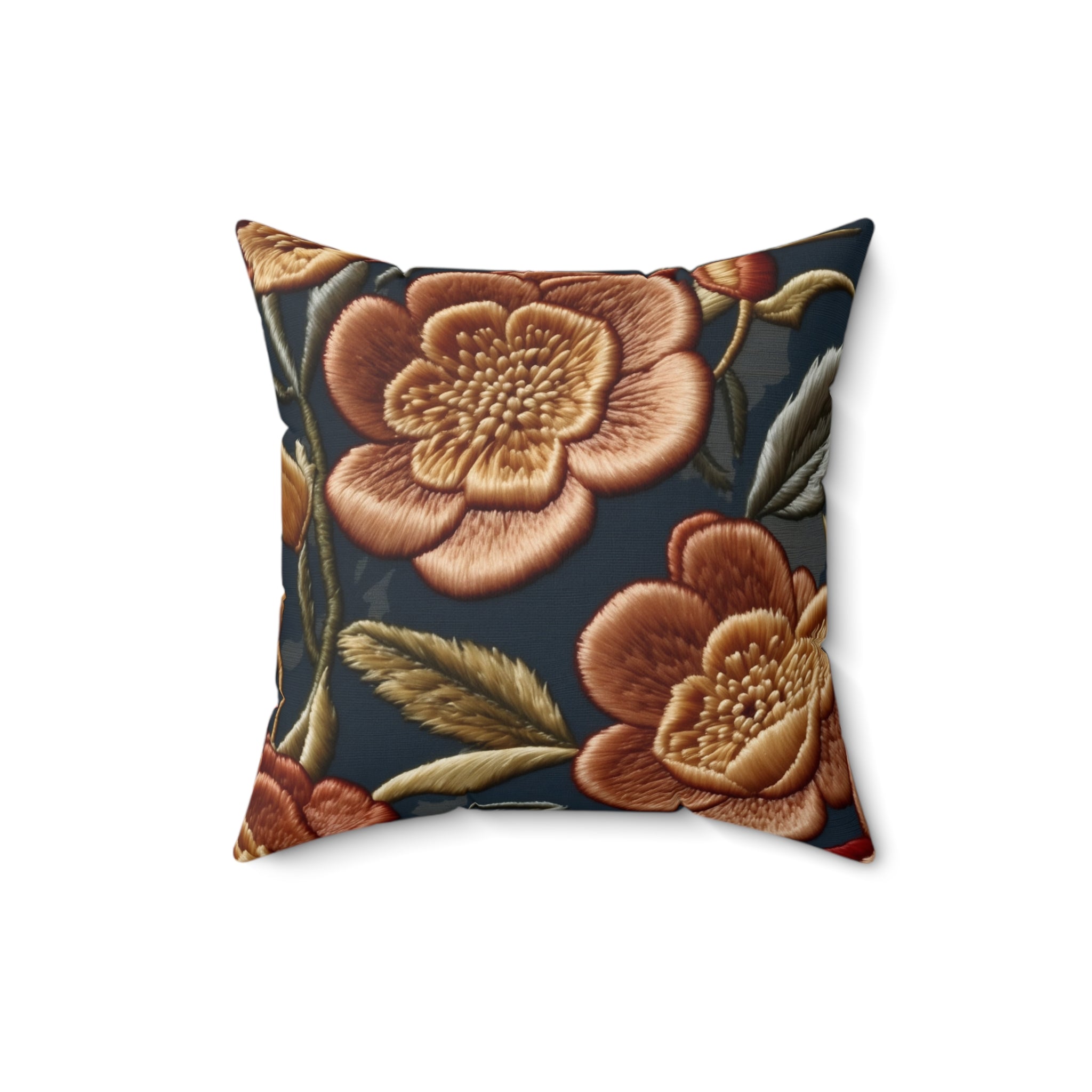 Refined Cinnamon Slate Spring Flowers Spun Polyester Square Pillow with Insert