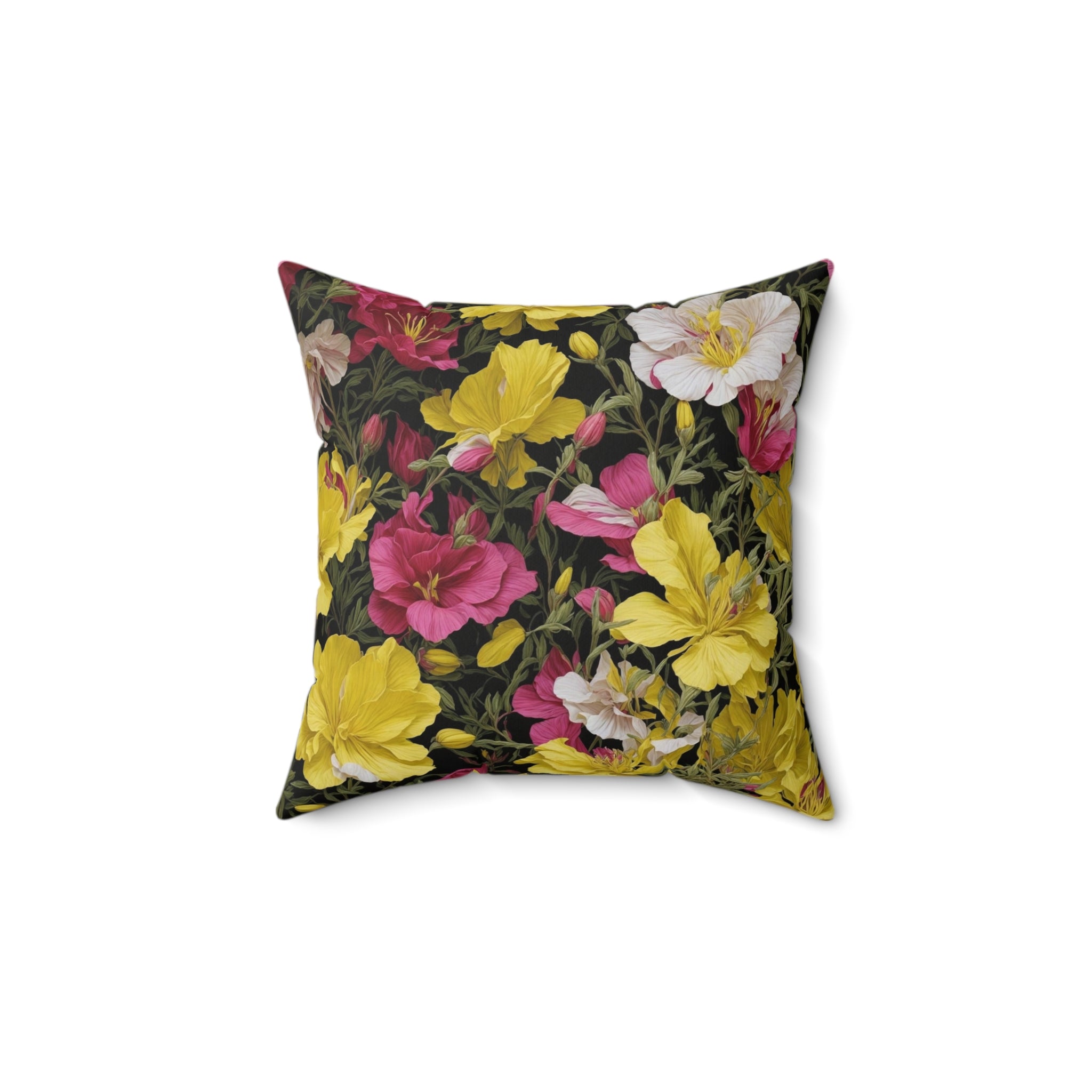 Bountiful Oenothera Evening Primrose Spun Polyester Square Pillow with Insert