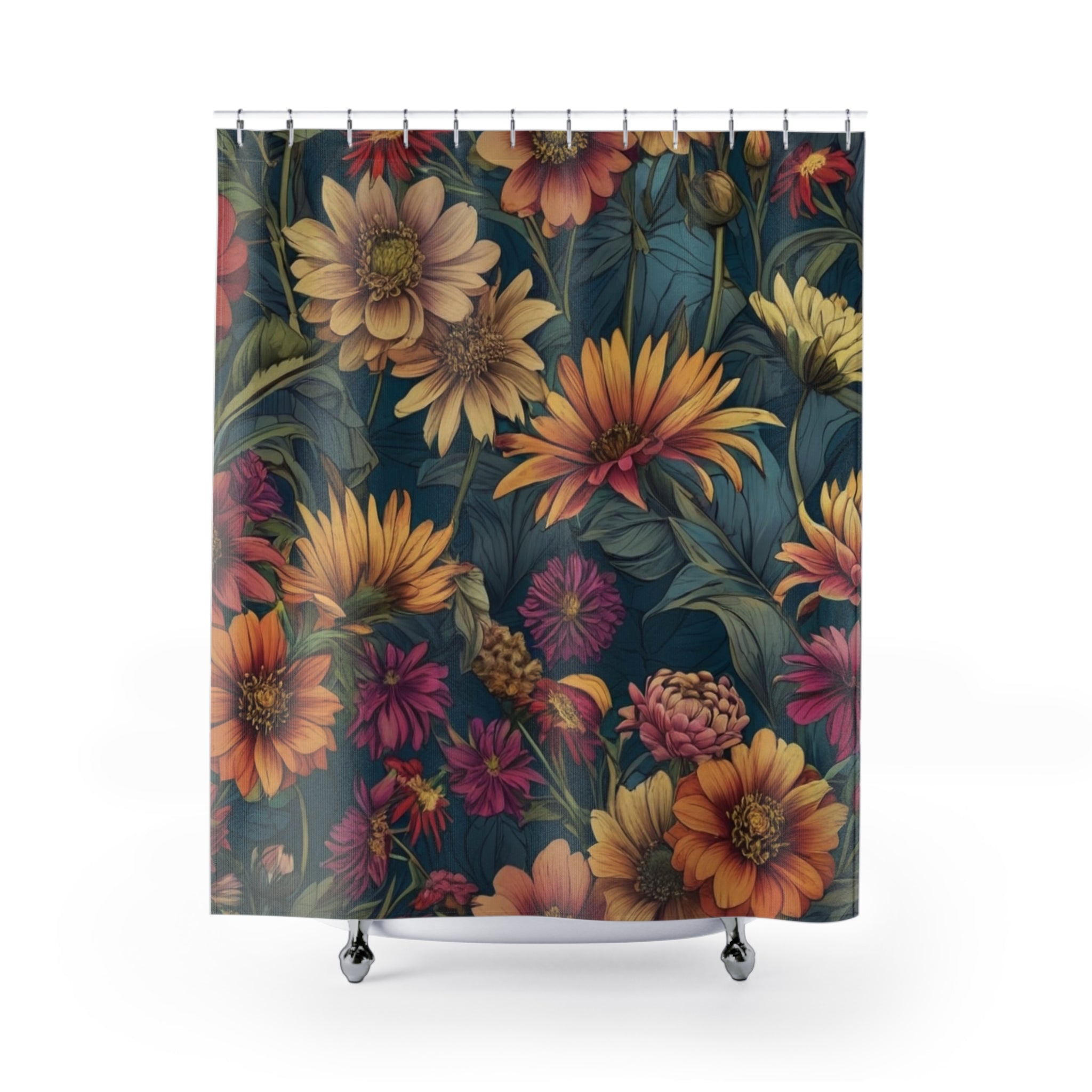 Beautiful Zinnia Blooming Garden Designed Shower Curtain