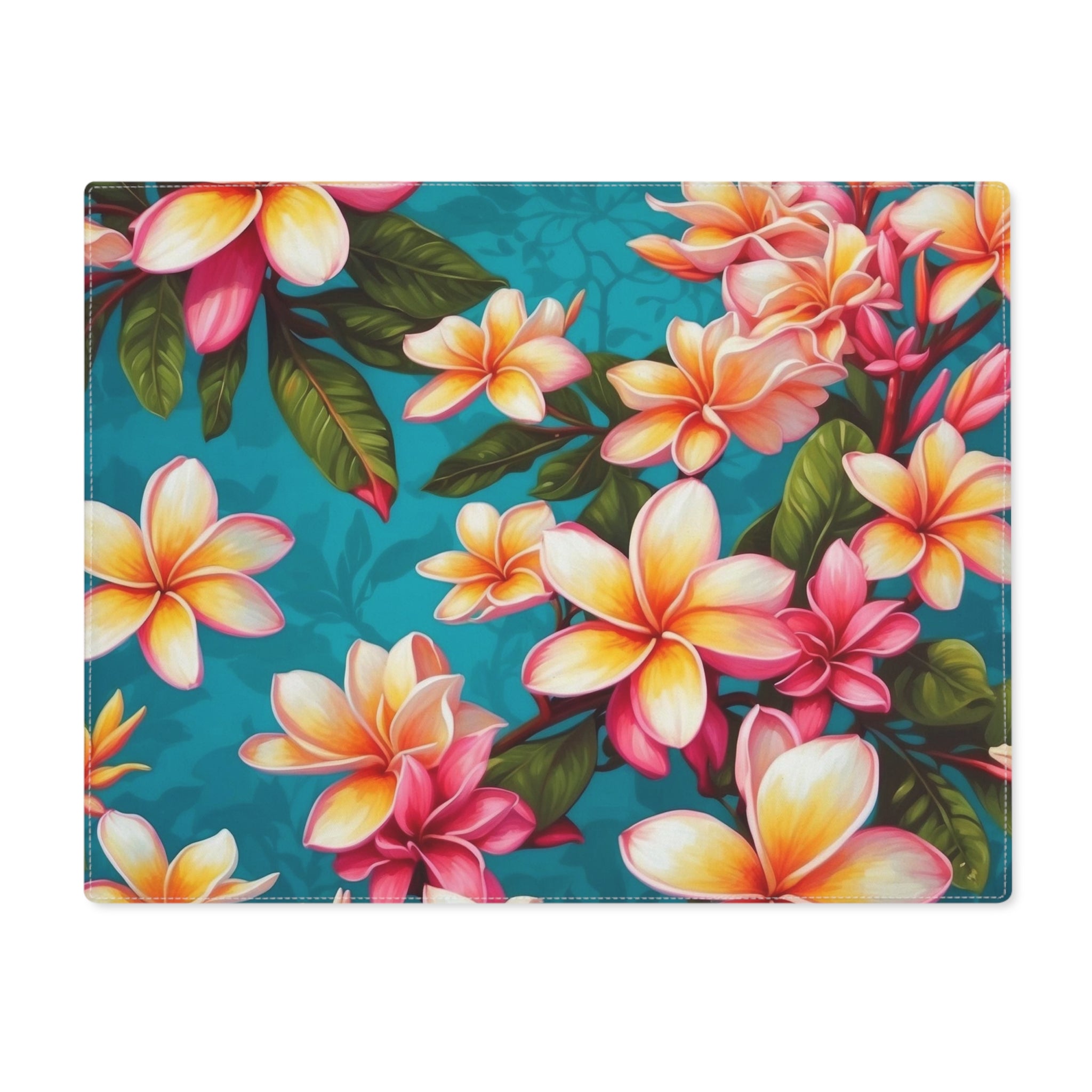 Bold Summer Plumeria Flower Design Placemat, 1pc