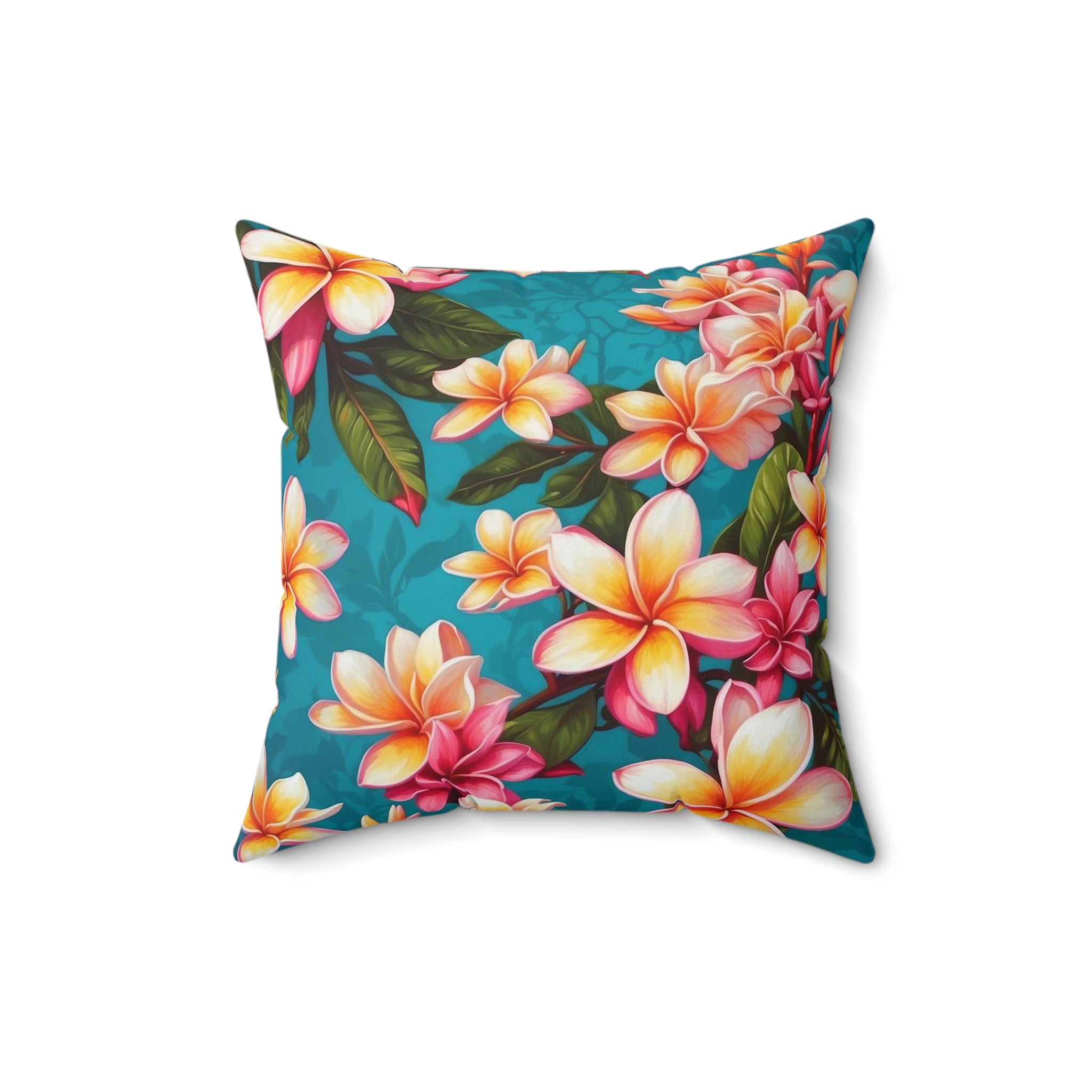 Bold Summer Plumeria Flower Designed Spun Polyester Pillow Insert Included