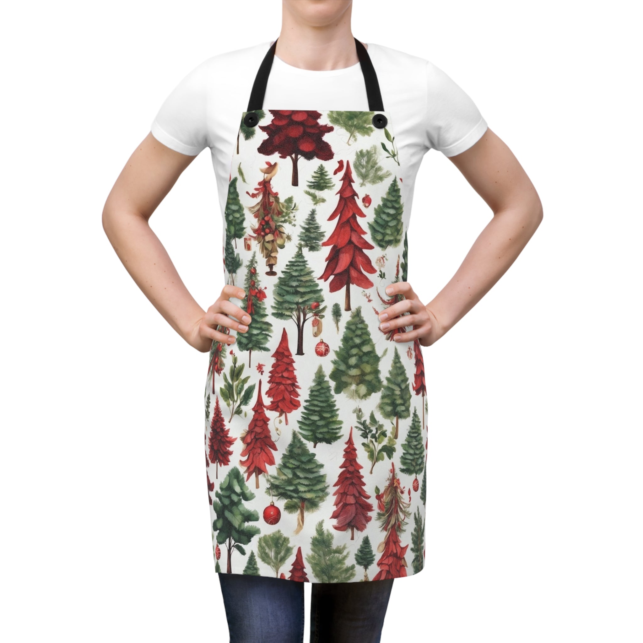 Festive & Bright Christmas Tree Design Apron - Customizable, Lightweight, and Durable for Perfect Culinary Moments- Gift