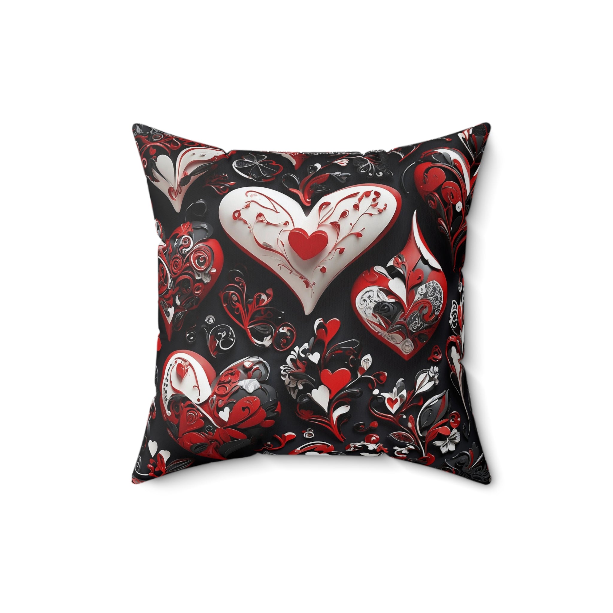 Sophisticated Valentine Heart Designed Spun Polyester Square Throw Pillow with Insert