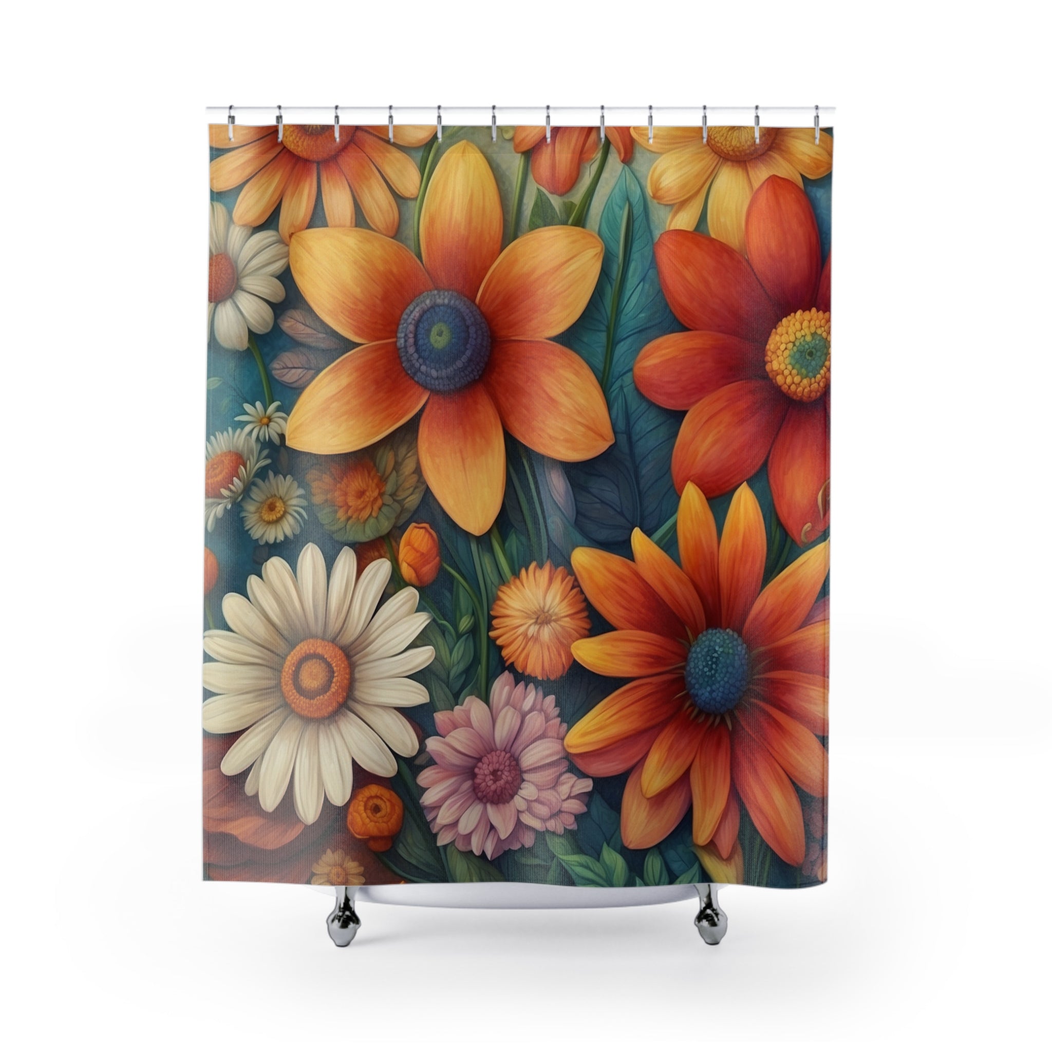 Summertime Full of Colorful Flowers Shower Curtain