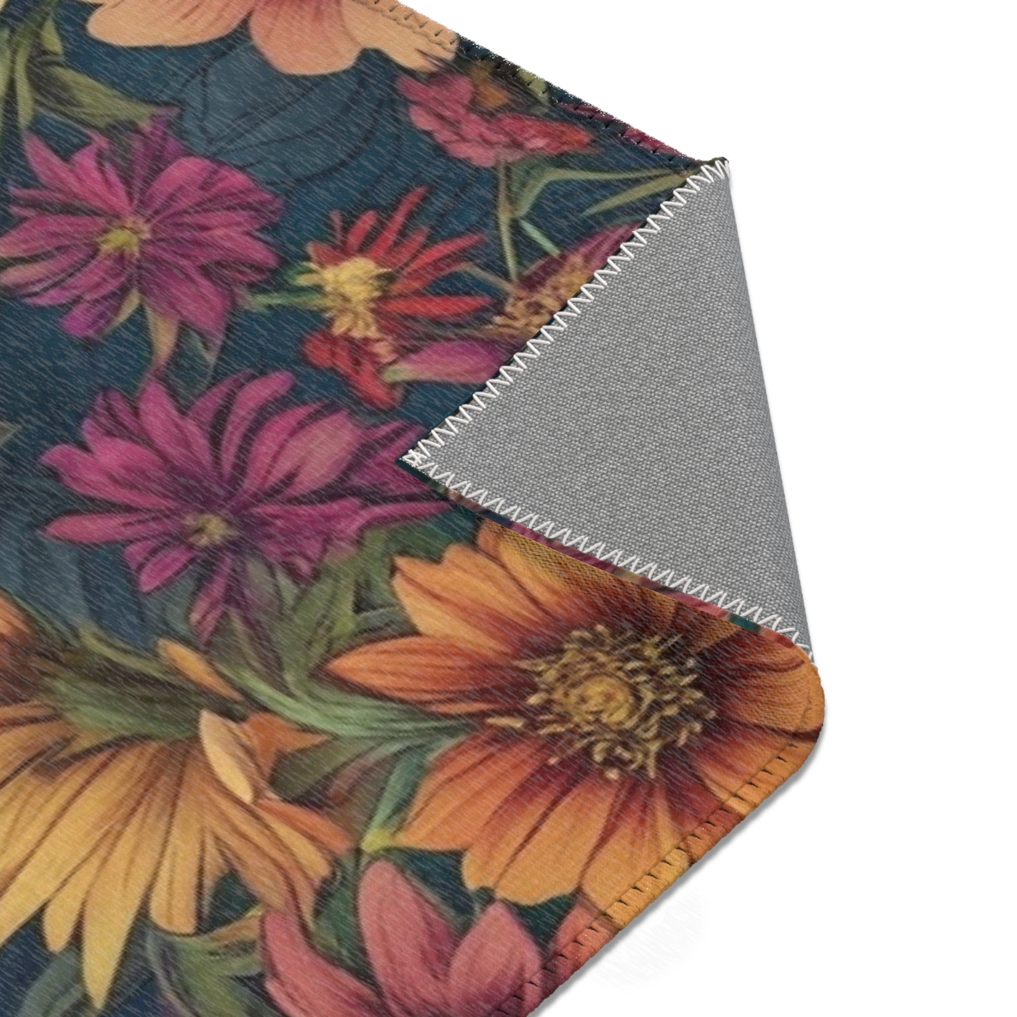 Beautiful Zinnia Blooming Garden Designed Area Rugs Available in 3 Sizes