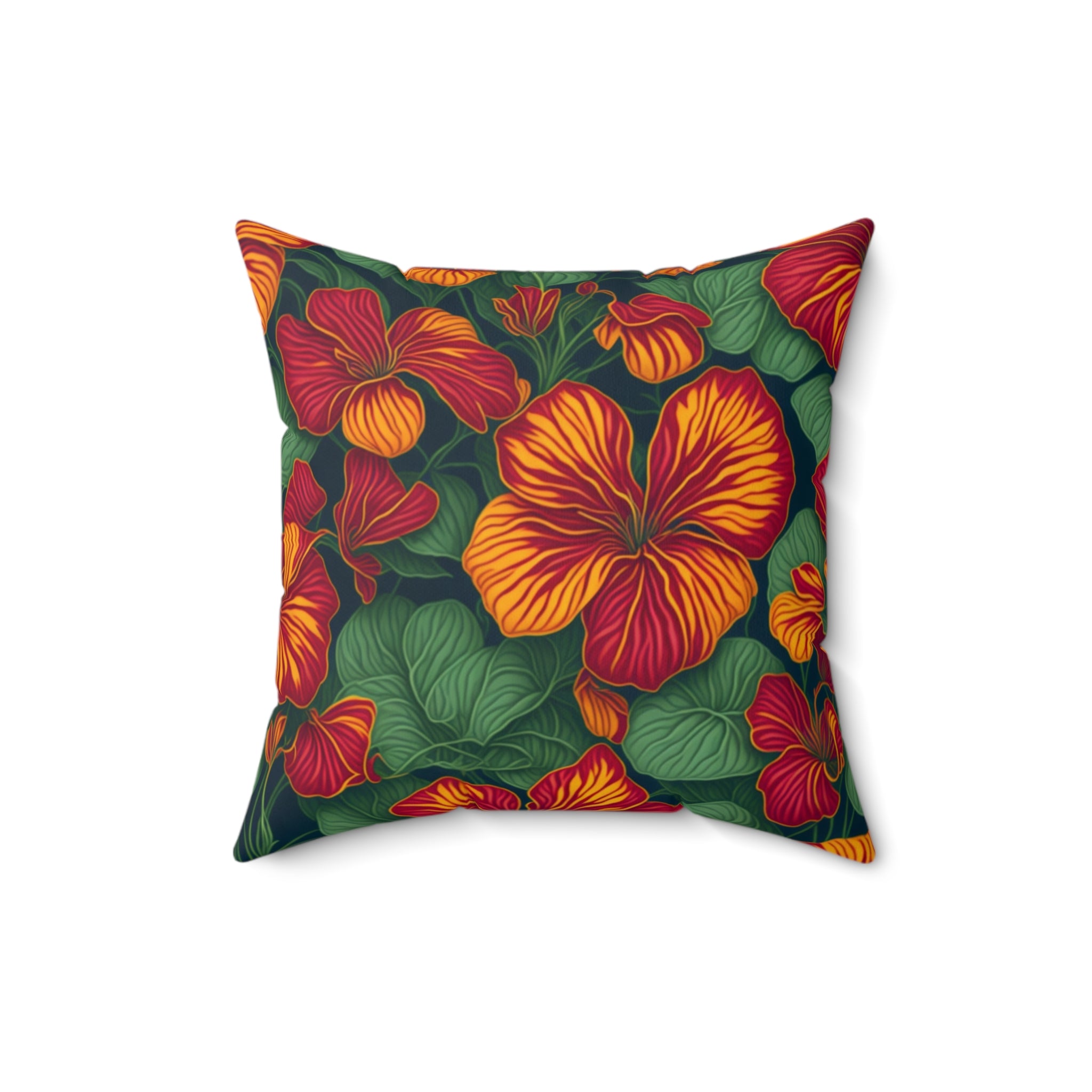 Splendid Tropaeolum Flowers Designed Indoor Throw Pillow - Nature's Beauty - with Insert