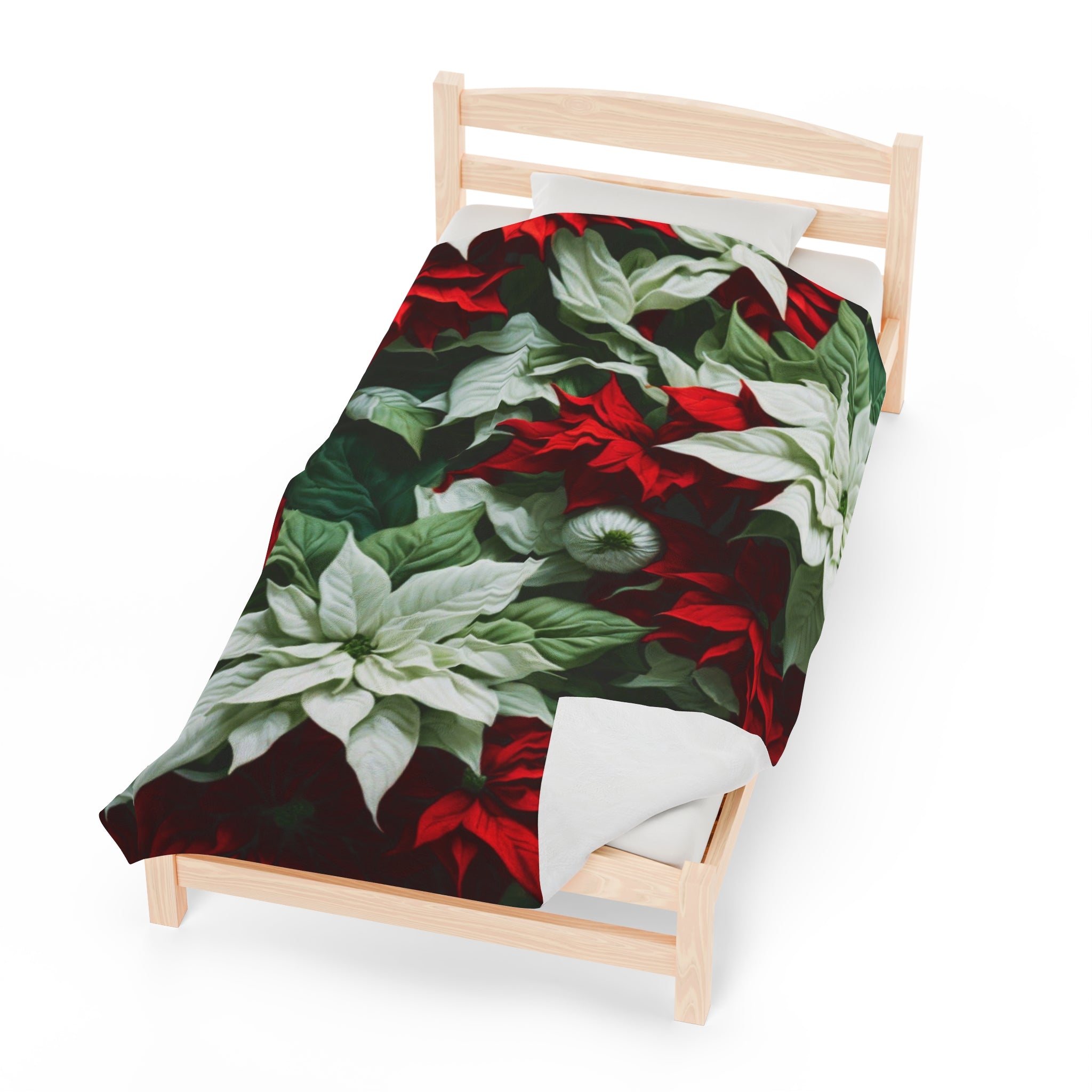 Blooming Bali Poinsettia Flower Designed Velveteen Plush Blanket