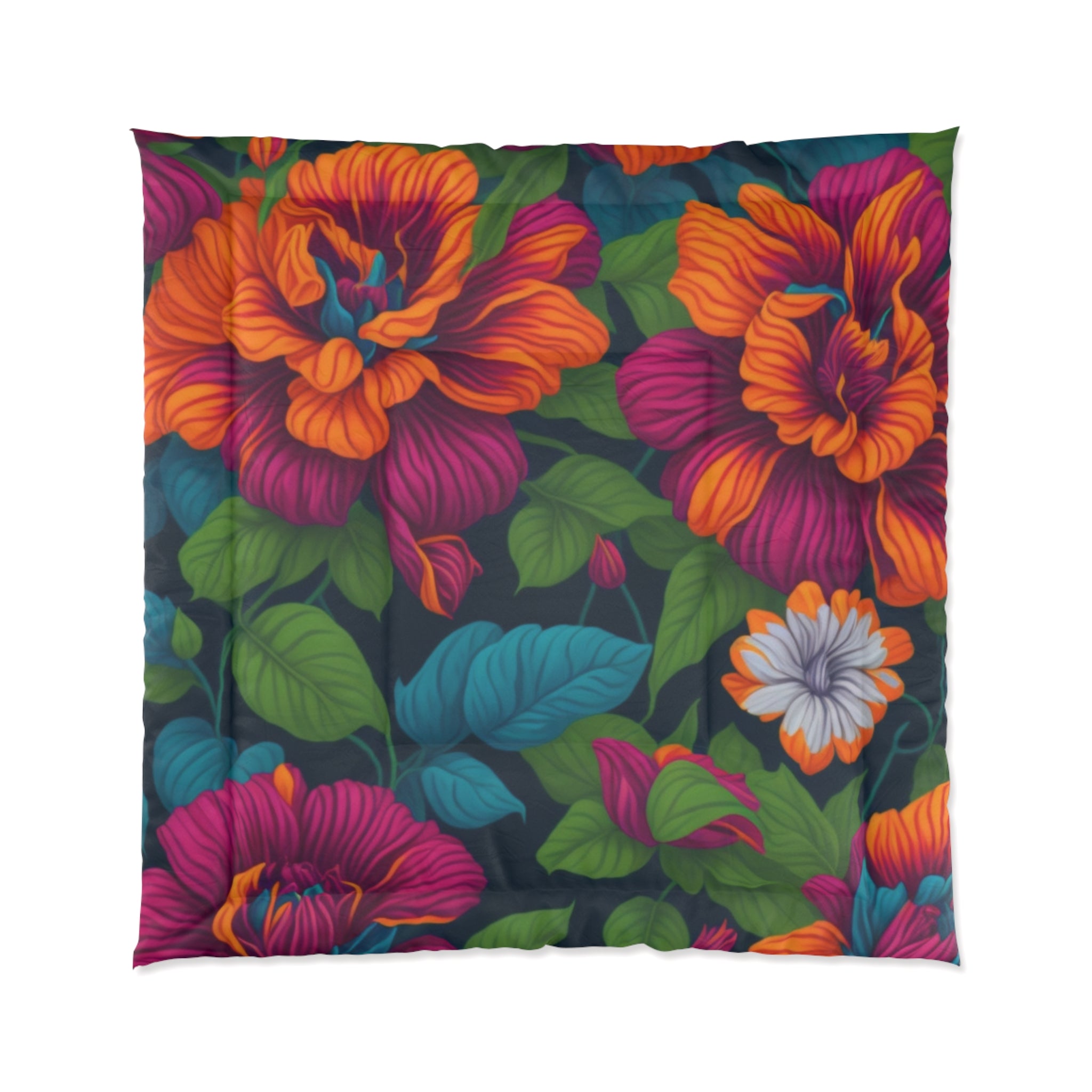 Dramatic Tropical Vesalea Flowers Designed Comforter 4 Sizes