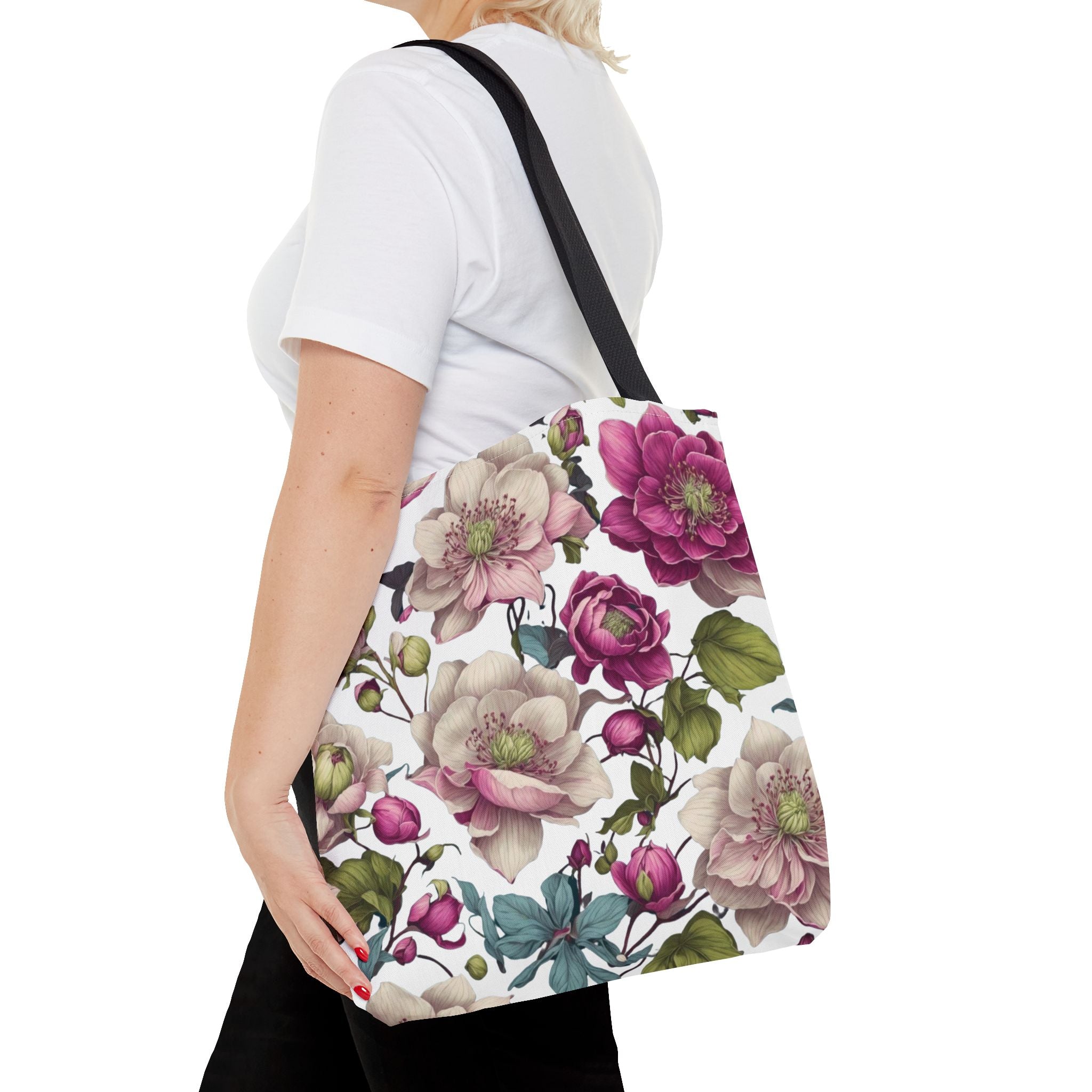 Gentle Spring Helleborus Flowers Designed Tote Bag Available in 3 sizes