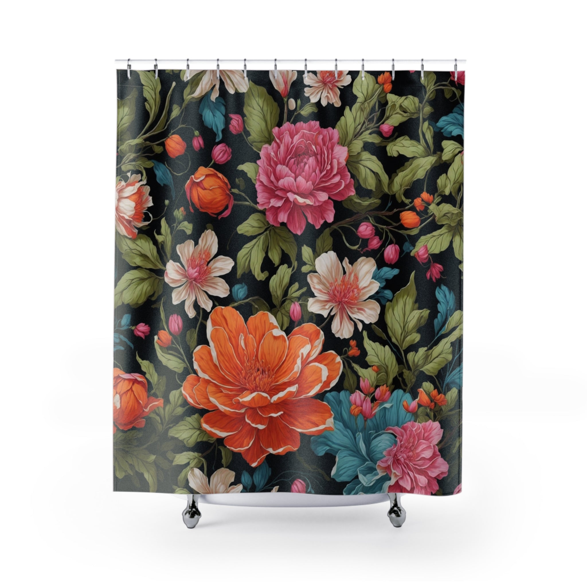 Radiant Chelone Flowers Polyester Designed Shower Curtain