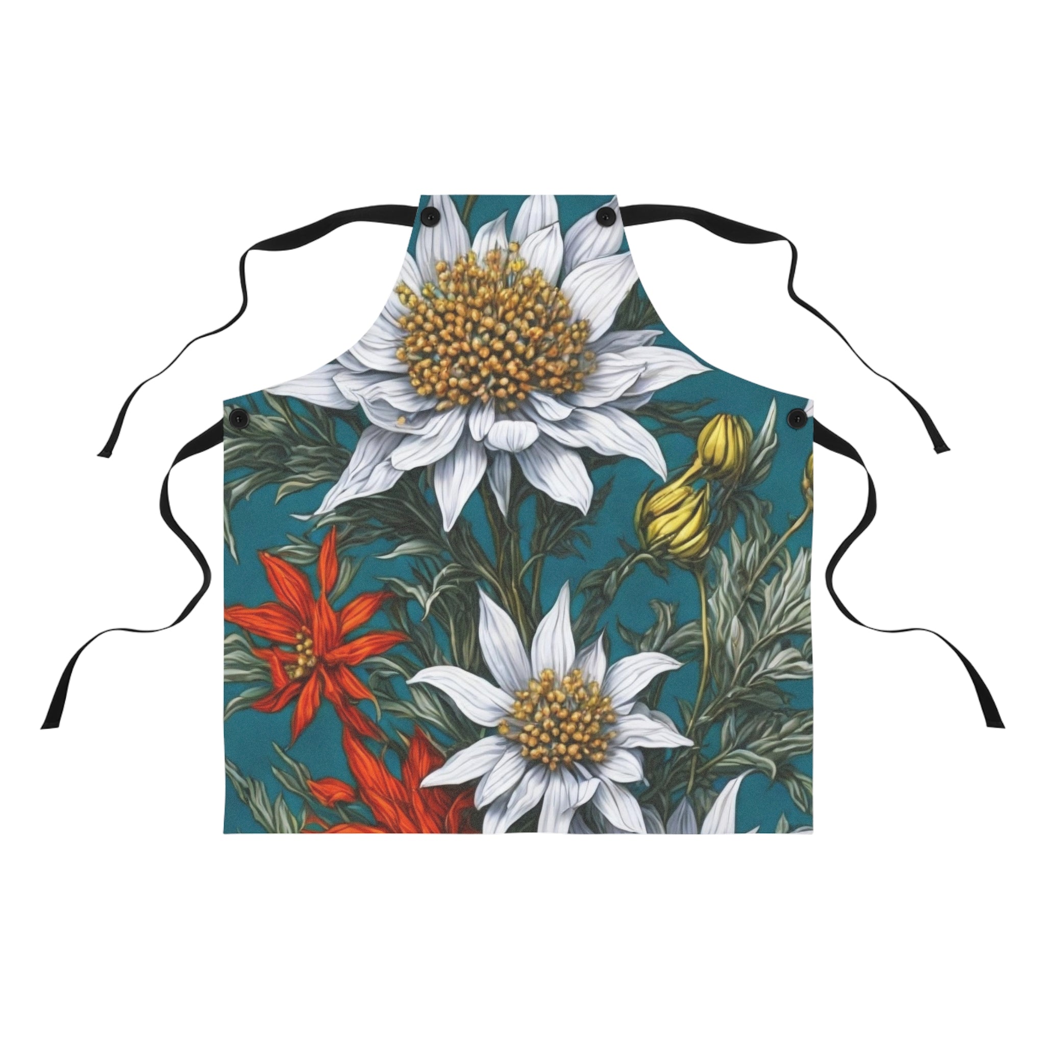 Whimsical Edelweiss Flowers Kitchen Cooking Apron