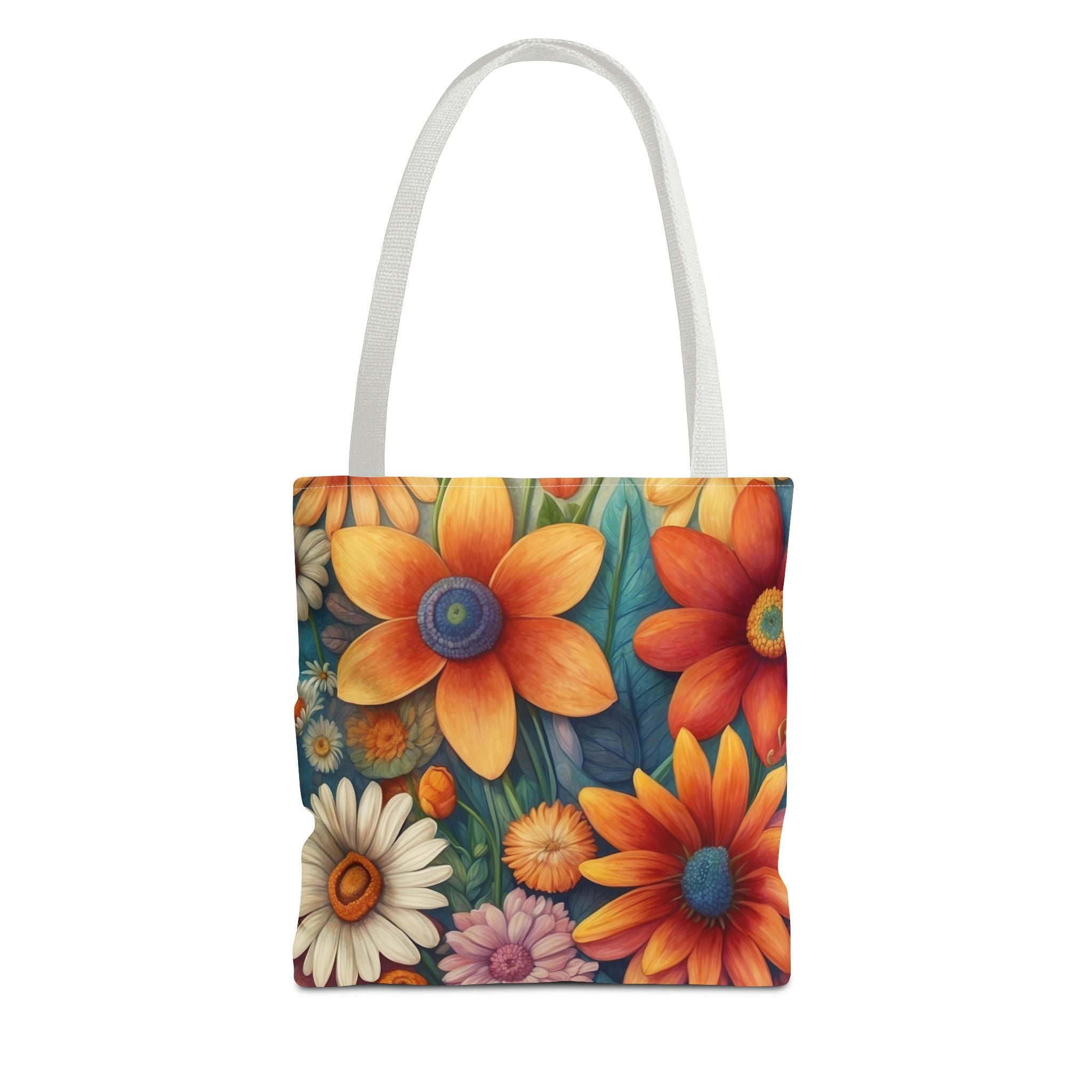 Summertime Full of Colorful Flowers Tote Bag 3 Sizes Available