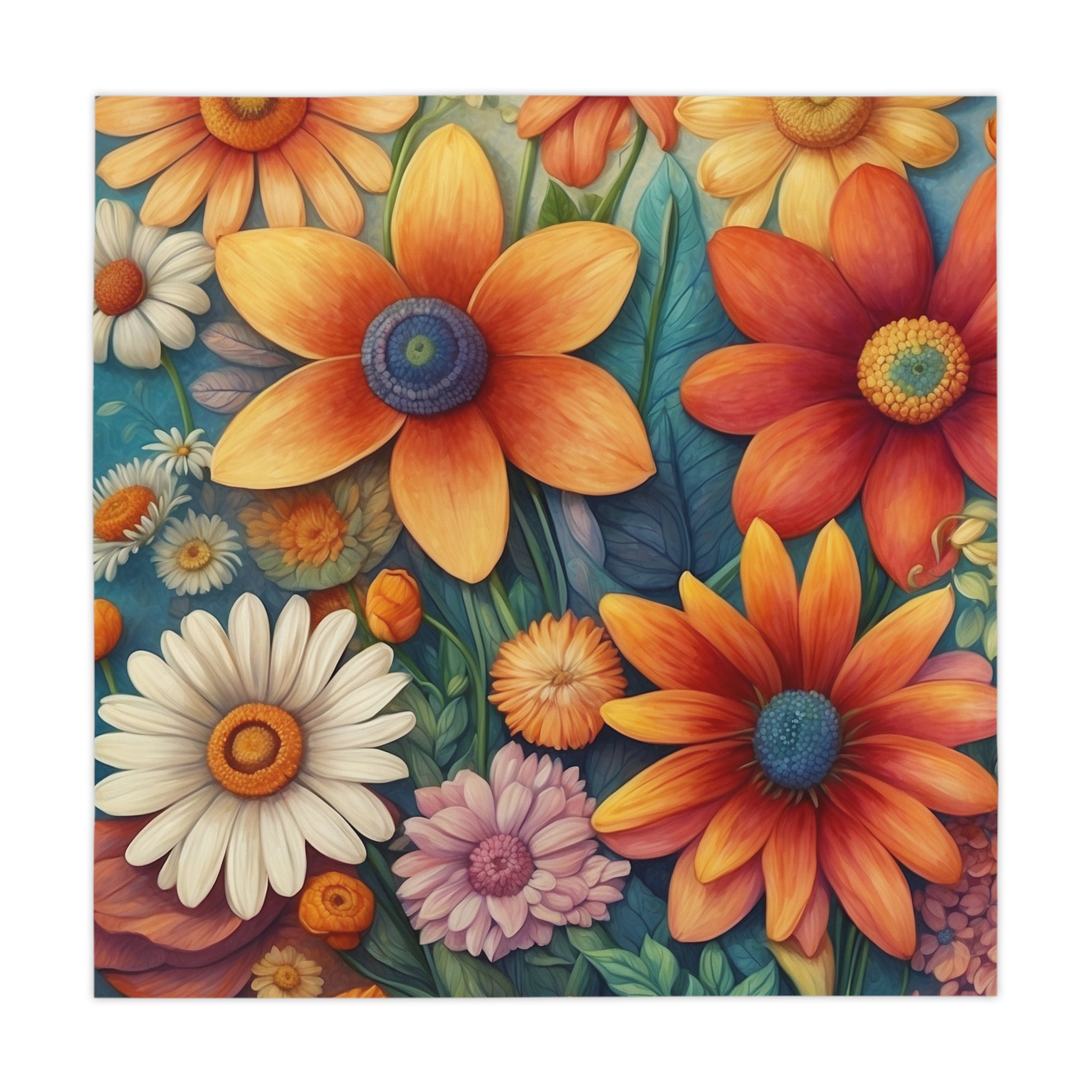 Summertime Full of Colorful Flowers 55" x 55" Tablecloth