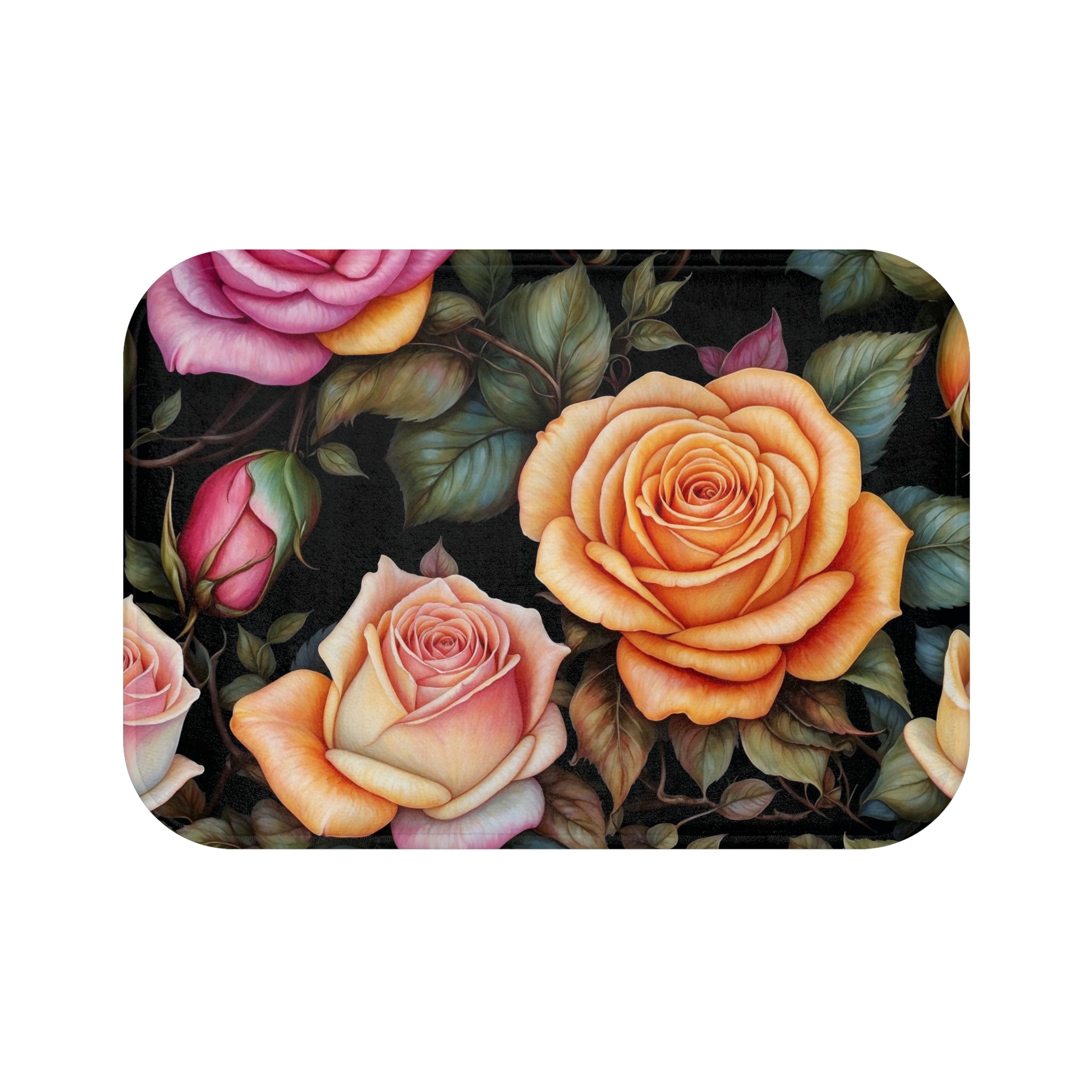 Captivating Pastel Floral Rose Designed Bath Mat