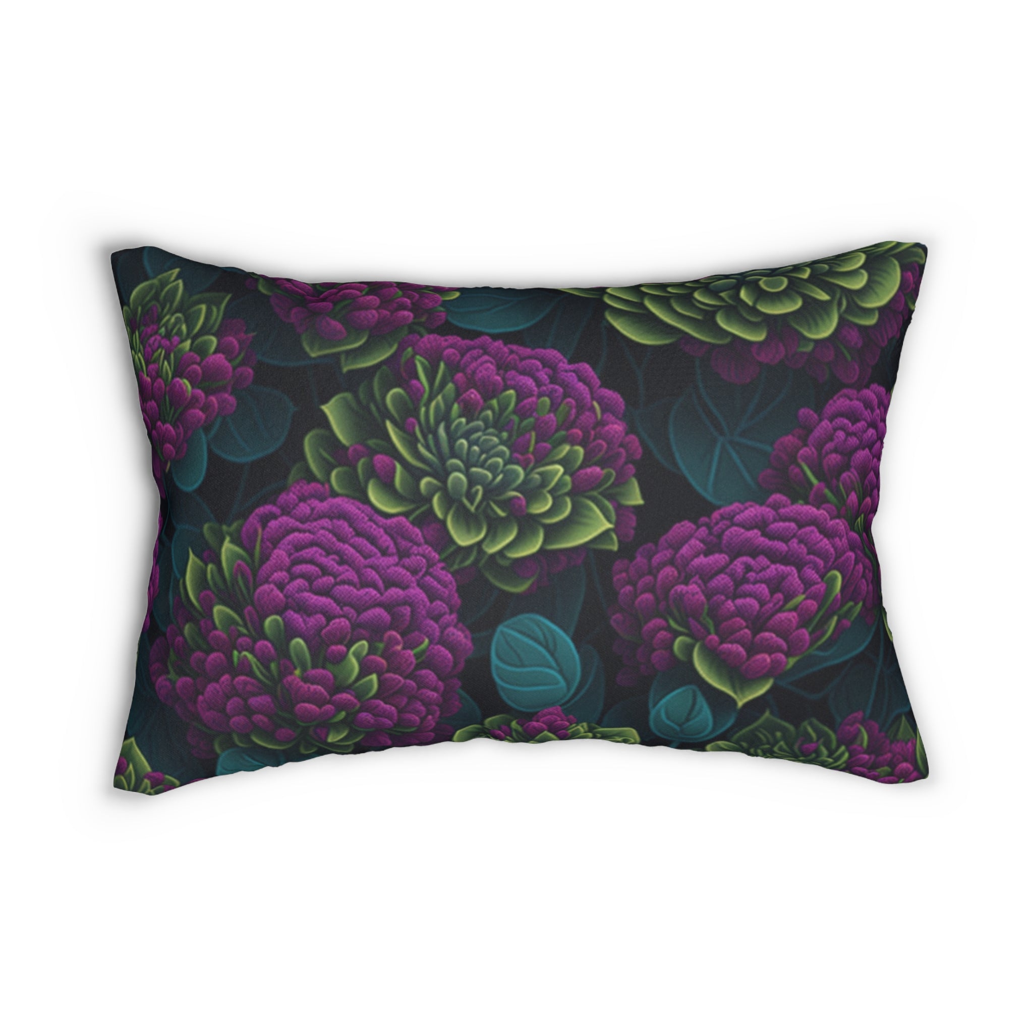 Alluring Sedum Flowers Designed Spun Polyester Lumbar Pillow with Insert