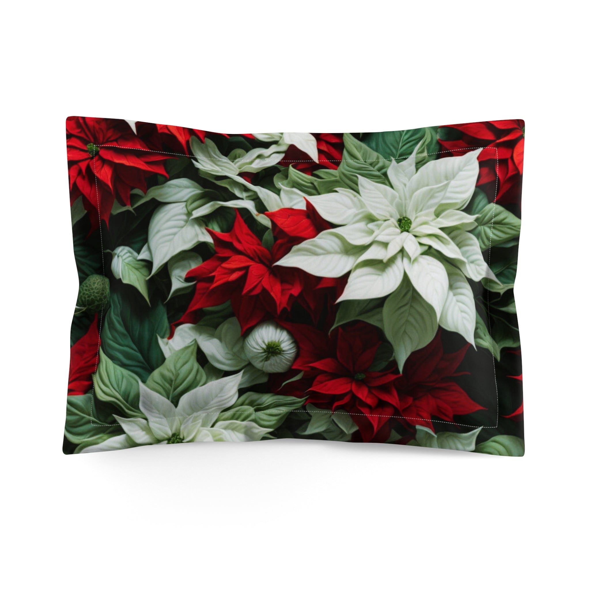 Blooming Bali Poinsettia Flower Designed Microfiber Pillow Sham