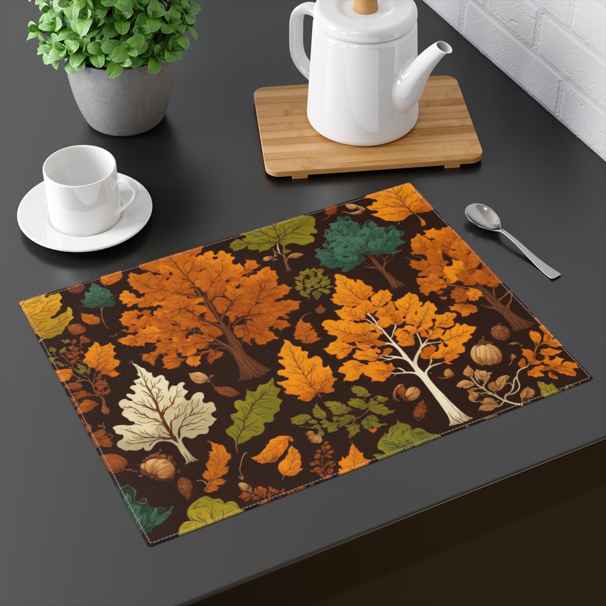 Rooted Fall Trees Foliage Placemat, 1pc Autumn Designed- Holiday Thanksgiving Decor- Home House Warming Gift - 1pc