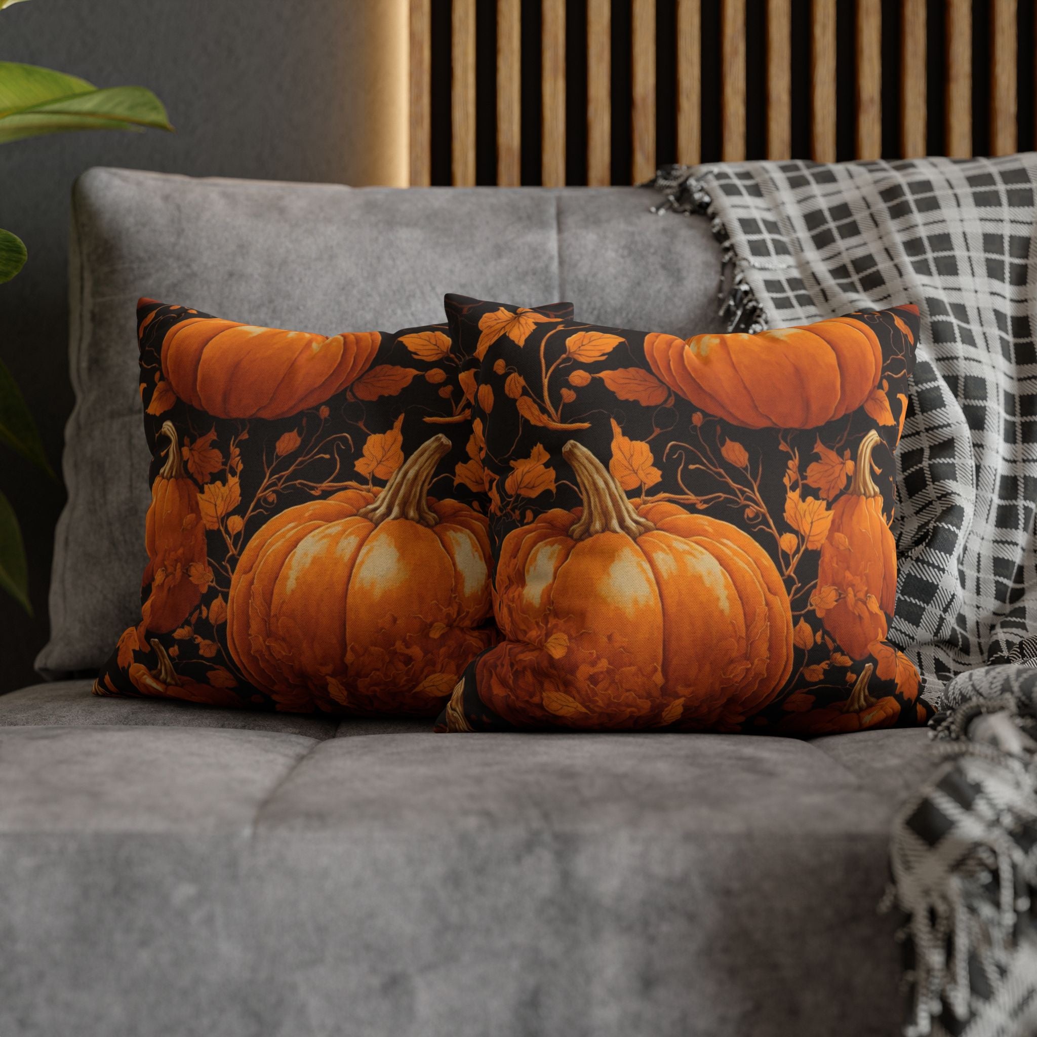 Glowing Golden Pumpkins Fall Designed Pillow Cover