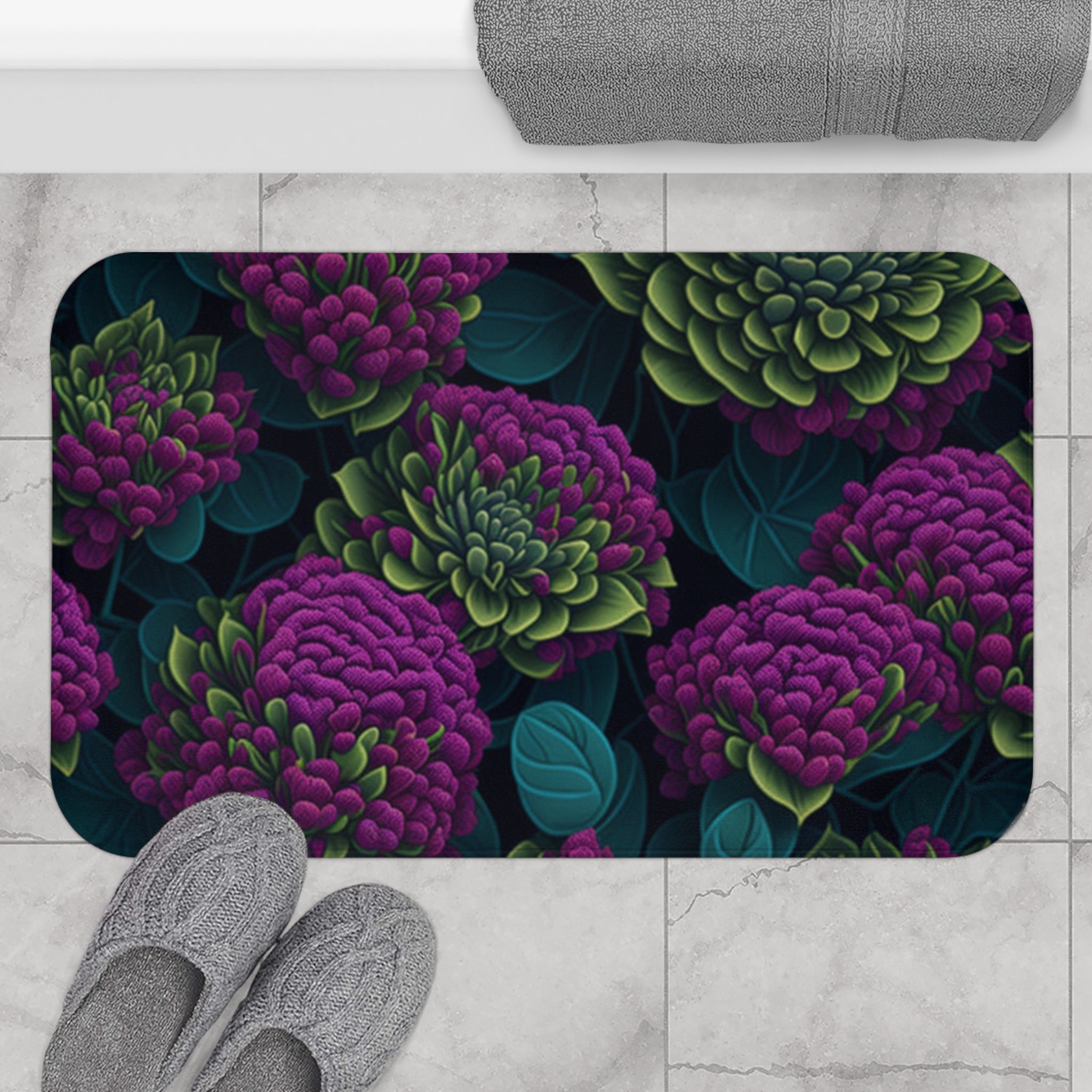 Alluring Sedum Flowers Designed Bath Mat Available in 2 Sizes