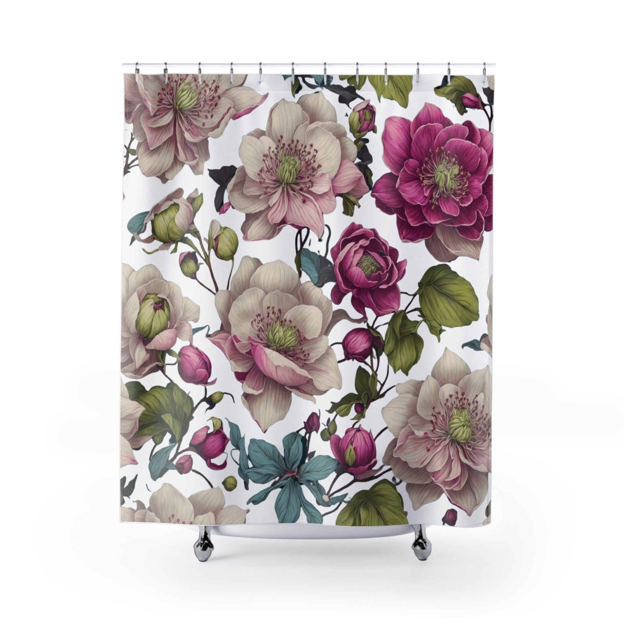 Gentle Spring Helleborus Flowers Designed Shower Curtain