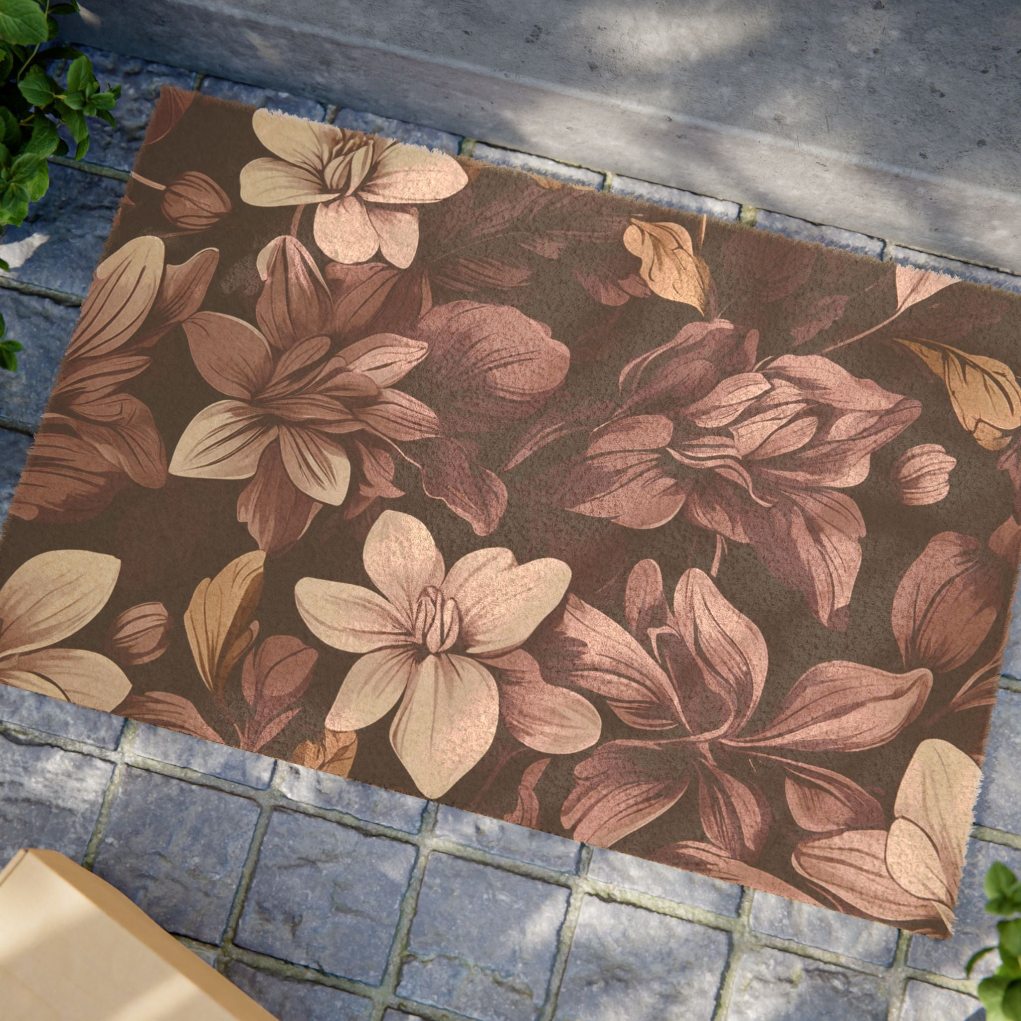 Brilliant Spring Floral in Purple Basil Designed Doormat