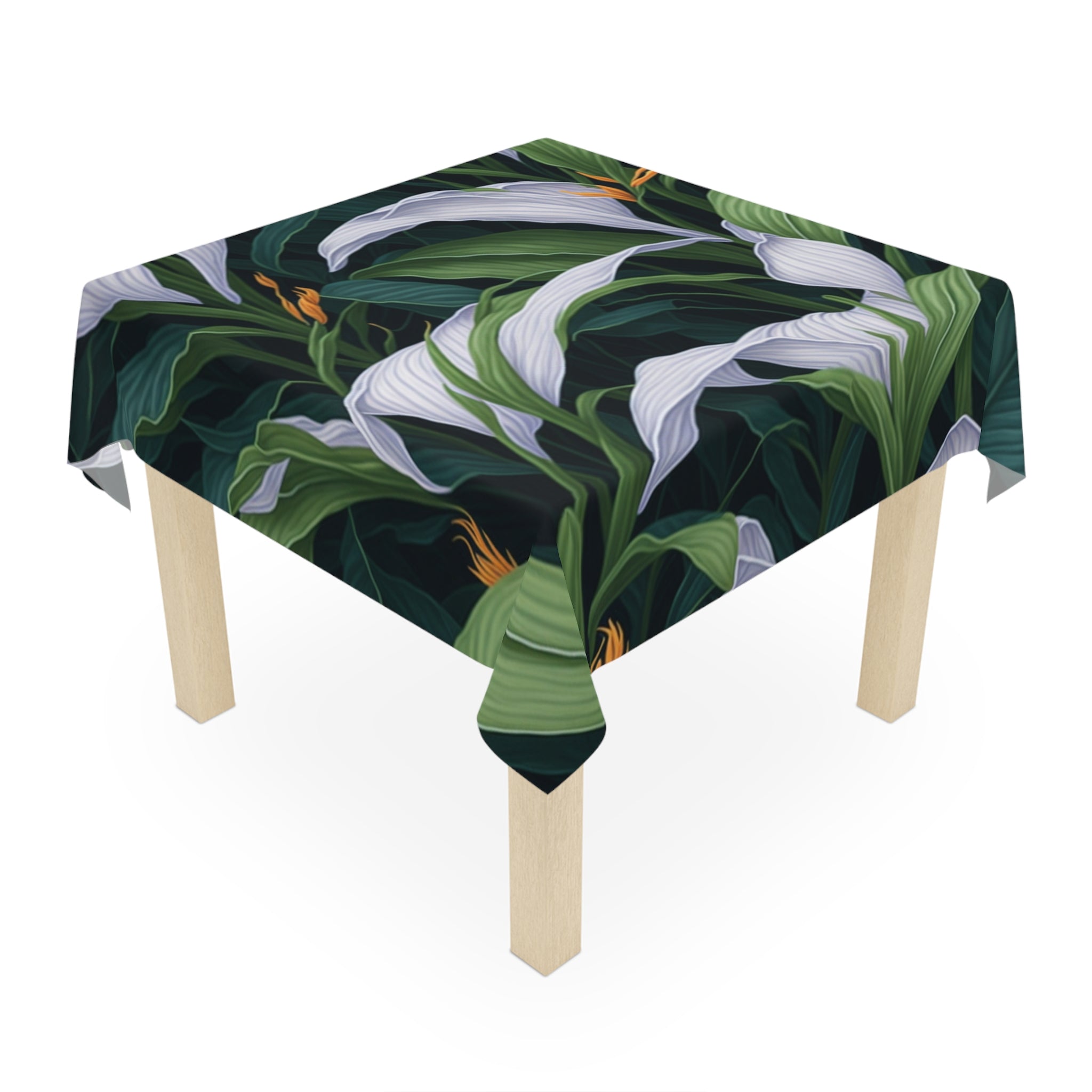 Welcoming Spathiphyllum Perennial Flower Designed 55" x 55" Tablecloth