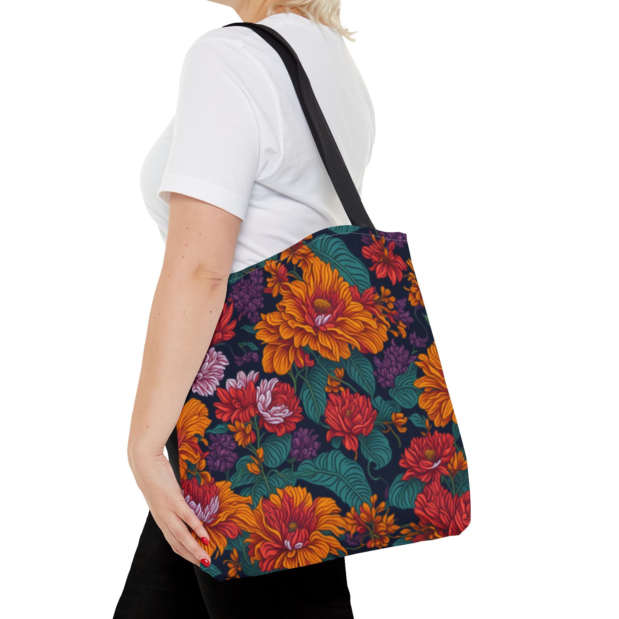 Expressive Tropical Colorful Flowers Designed Tote Bag