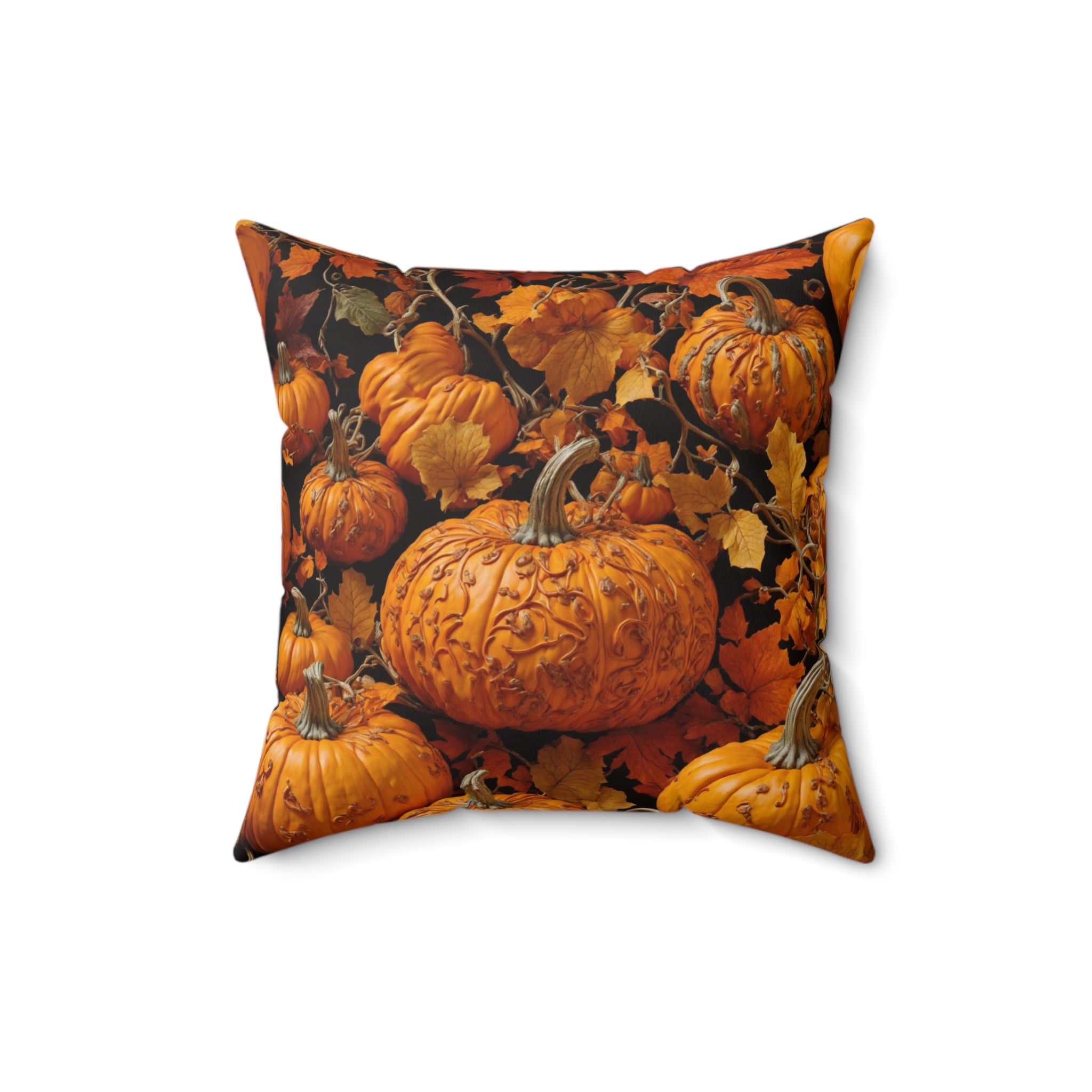 Designed Scroll Pumpkin Patch Throw Pillow in Various Sizes with Insert