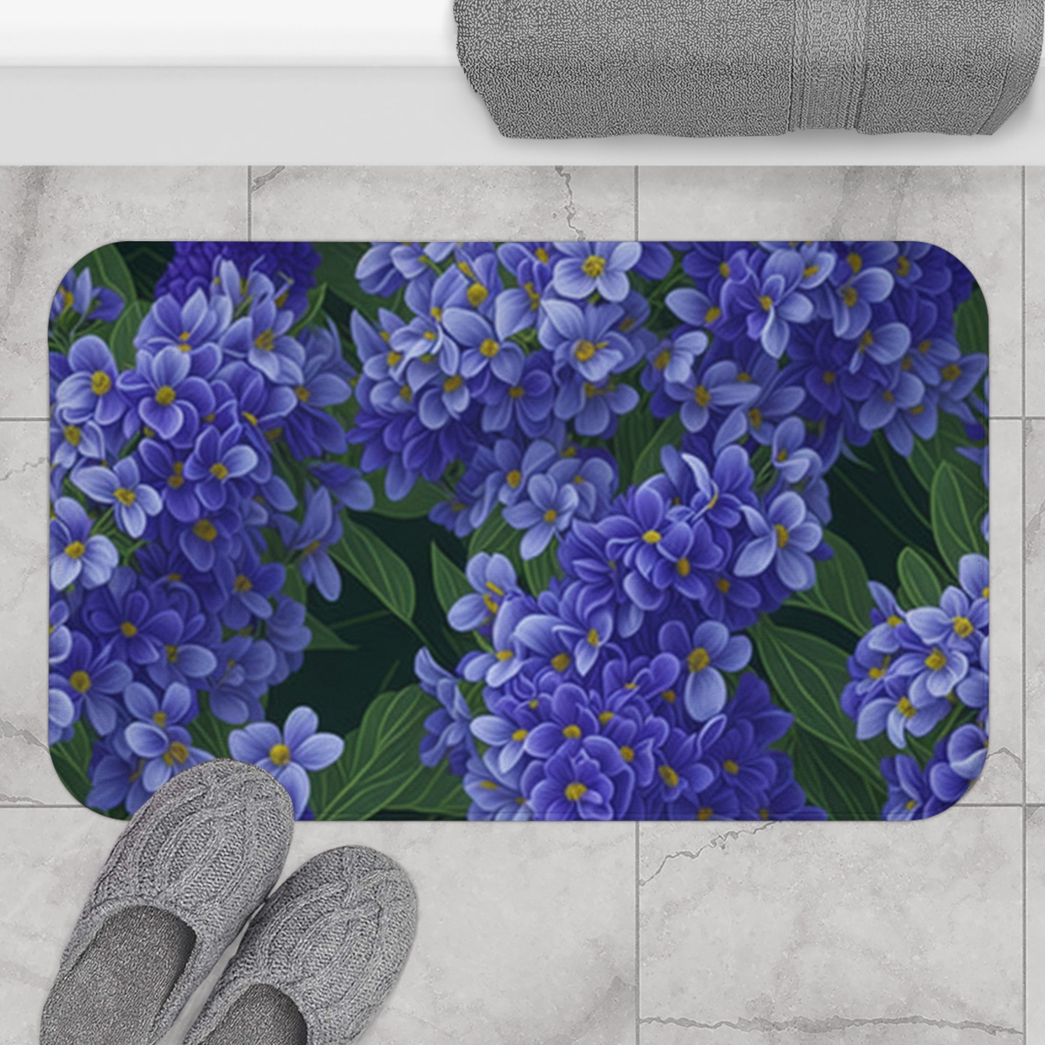 Abundant Syringa Flowers Designed Bath Mat 2 Sizes Available