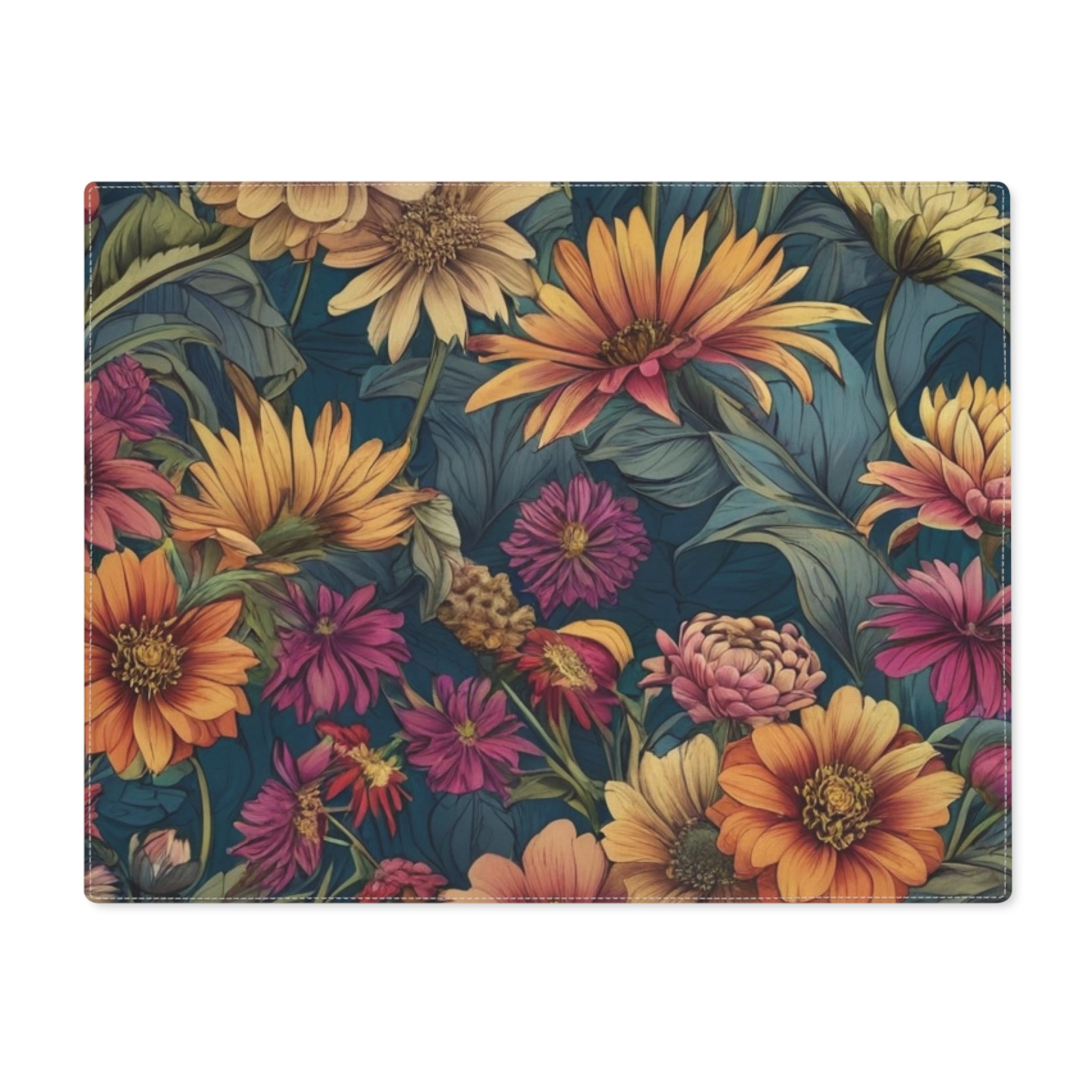 Beautiful Zinnia Blooming Garden Designed Placemat, 1pc