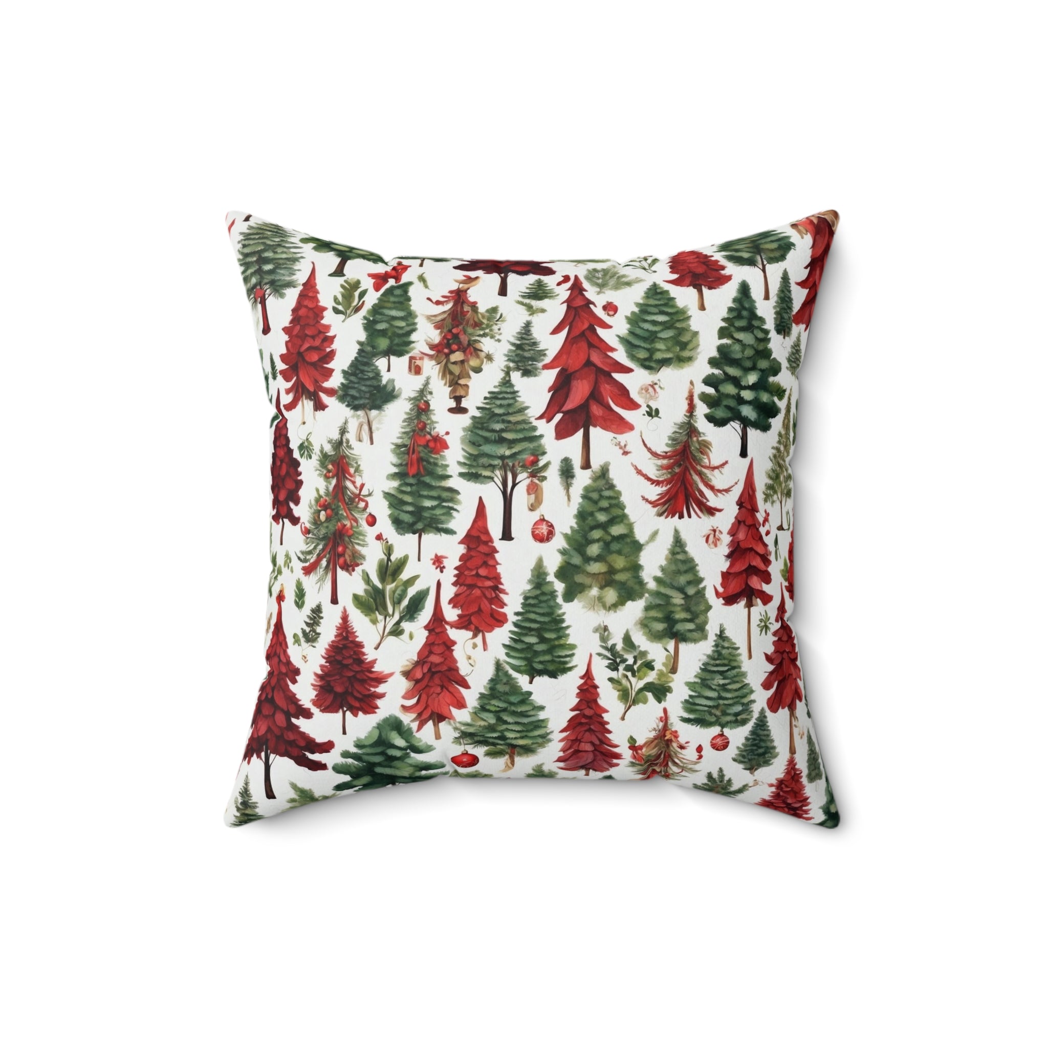 Festive & Bright Christmas Tree Designed Spun Polyester Square Pillow - Insert Included - Accents for Comfort and Style -Throw Pillow