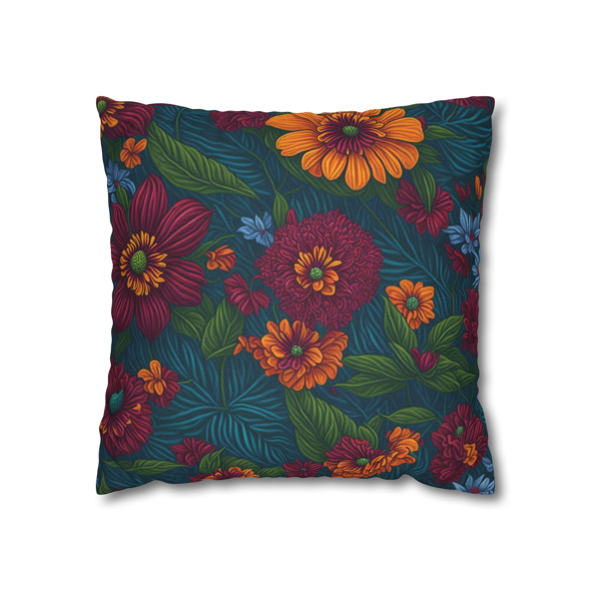 Exotic Tolmiea Flowers Designed Spun Polyester Square Pillowcase