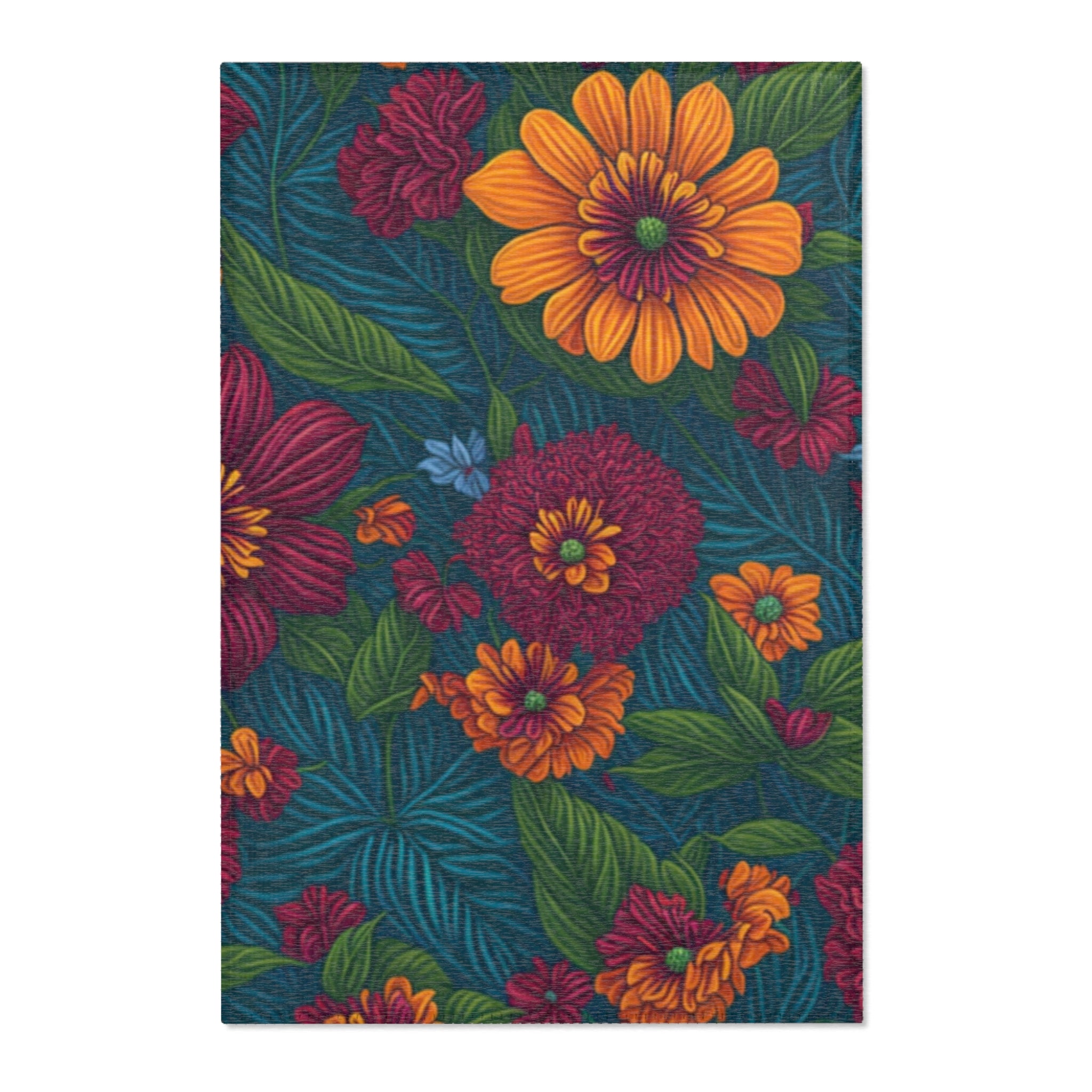 Exotic Tolmiea Flowers Designed Area Rugs Multiple Sizes