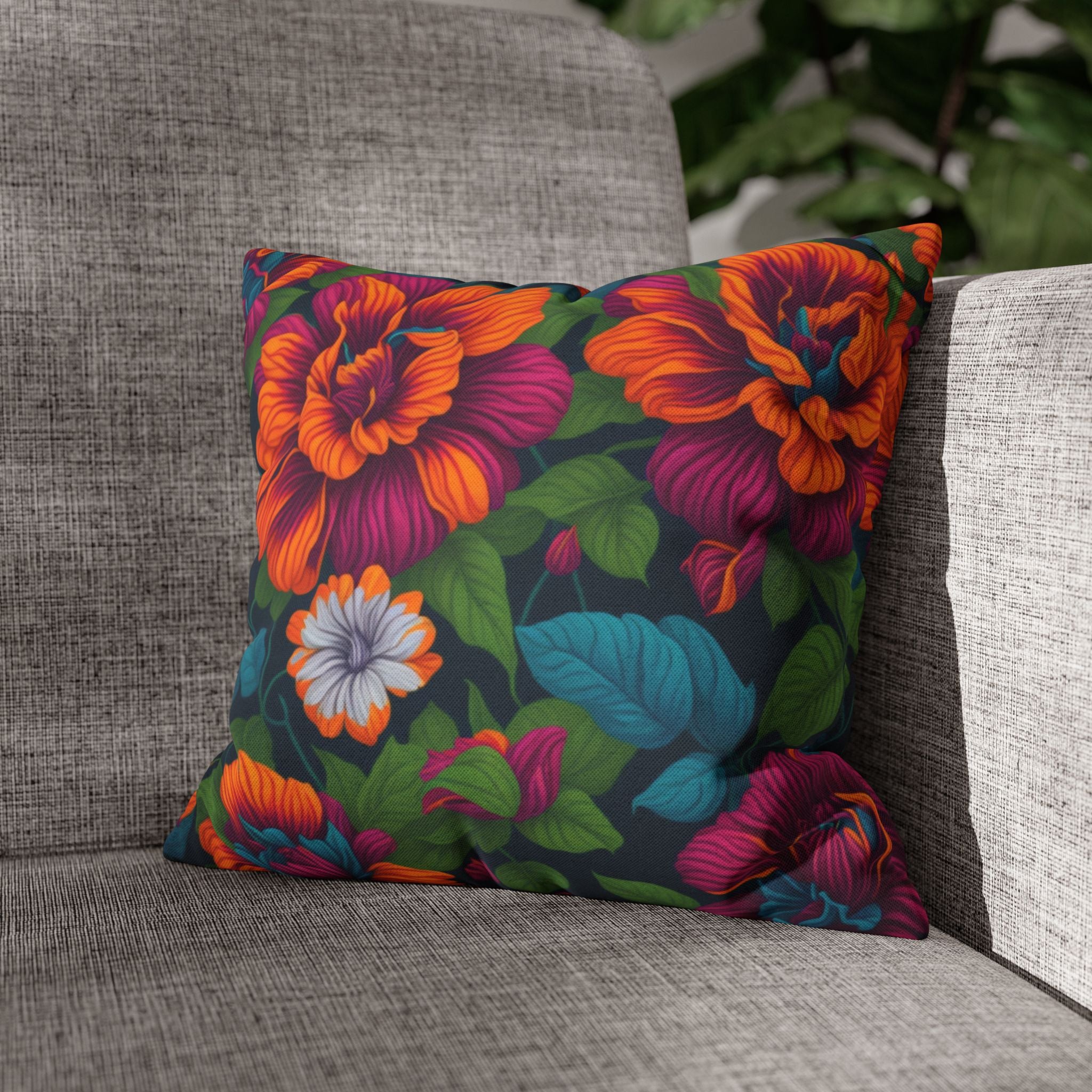 Dramatic Tropical Vesalea Flowers Floral Designed Square Pillow Case Cover